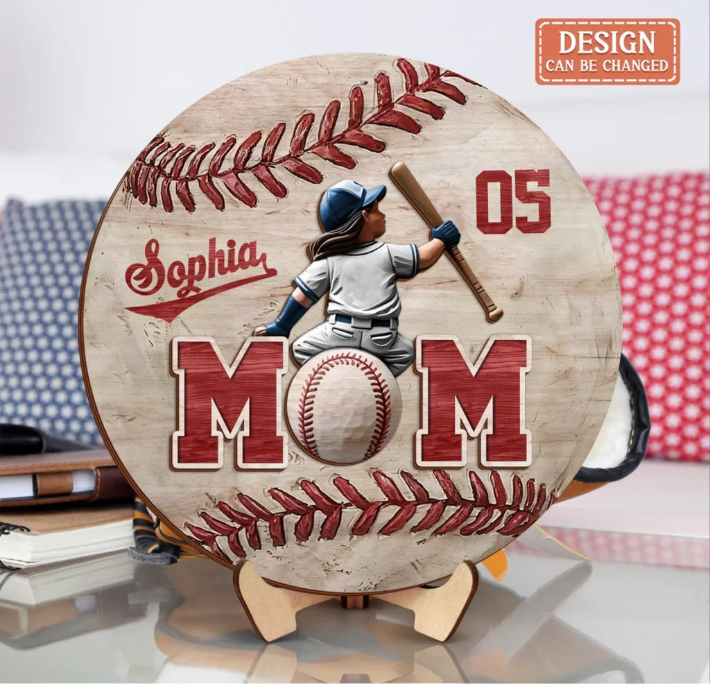 Personalized Baseball Mom Wooden Art - Mother's Day Gift For Mom