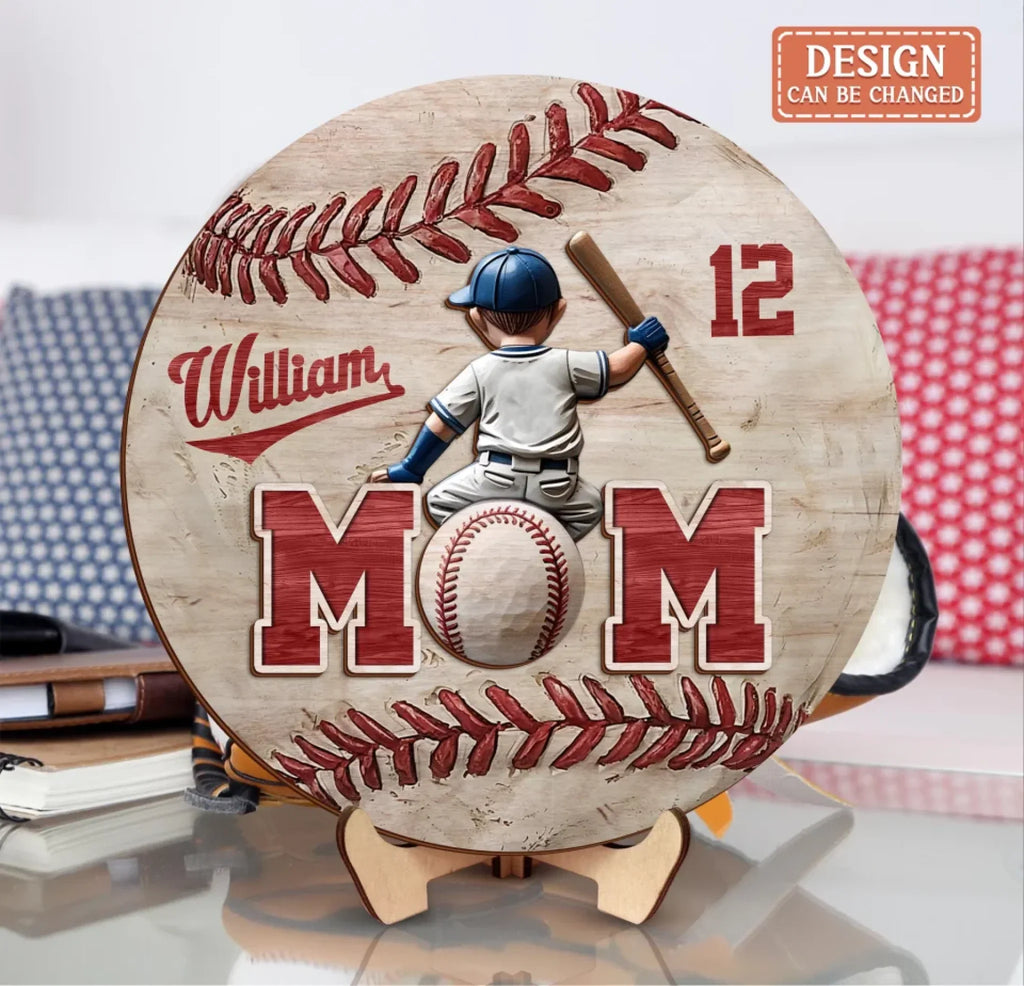 Personalized Baseball Mom Wooden Art - Mother's Day Gift For Mom