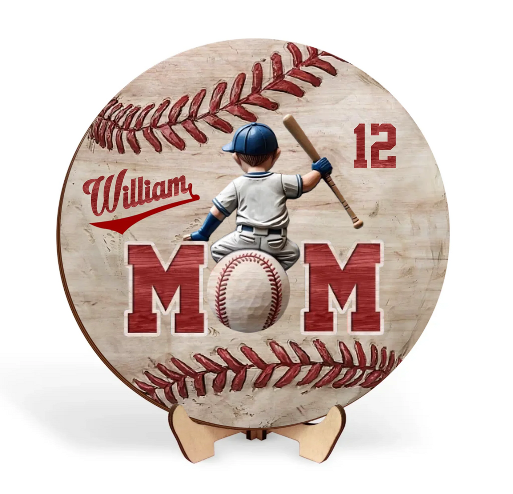 Personalized Baseball Mom Wooden Art - Mother's Day Gift For Mom