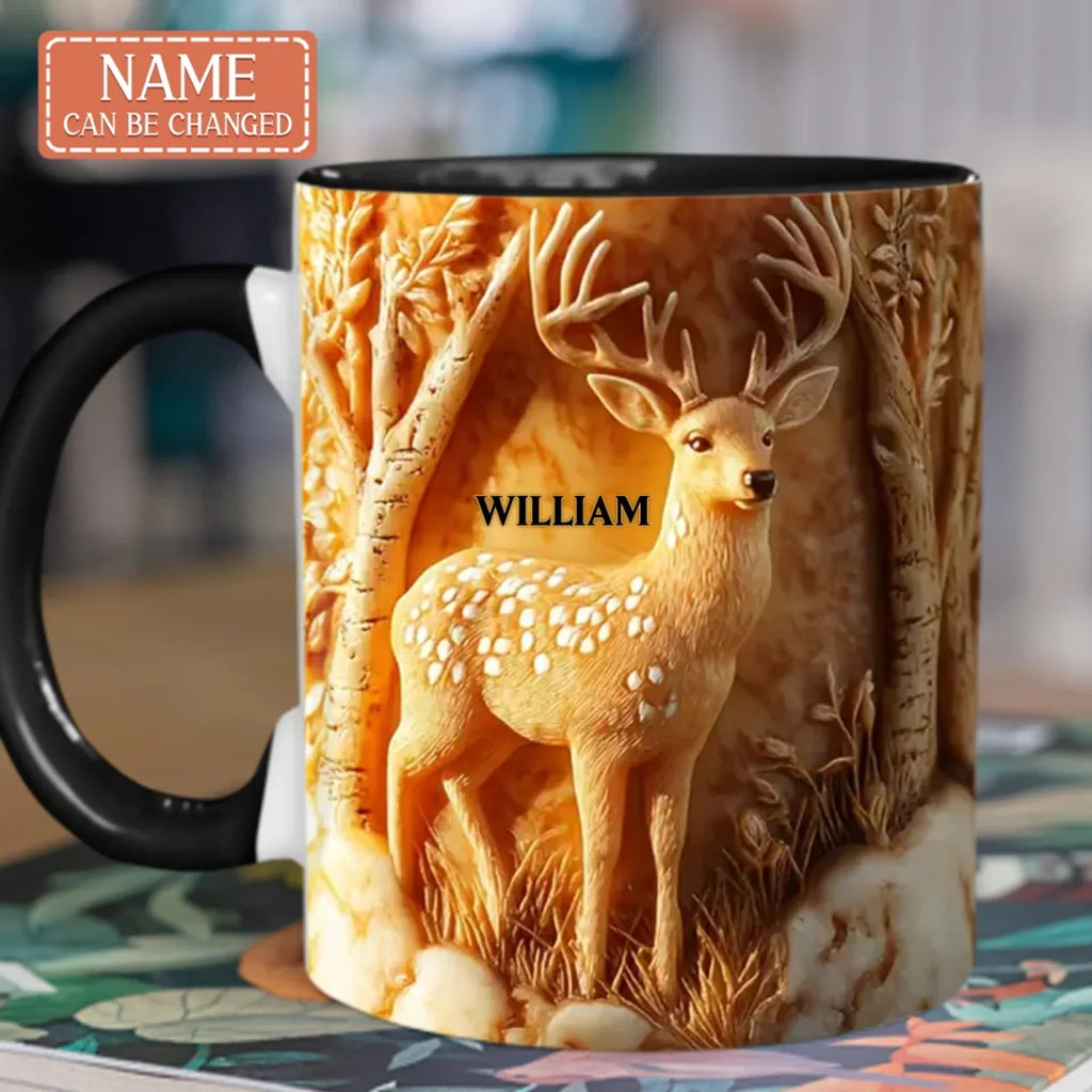 Personalized 3D Deer Hunting Accent Mug - Gift Idea For Hunting Lover