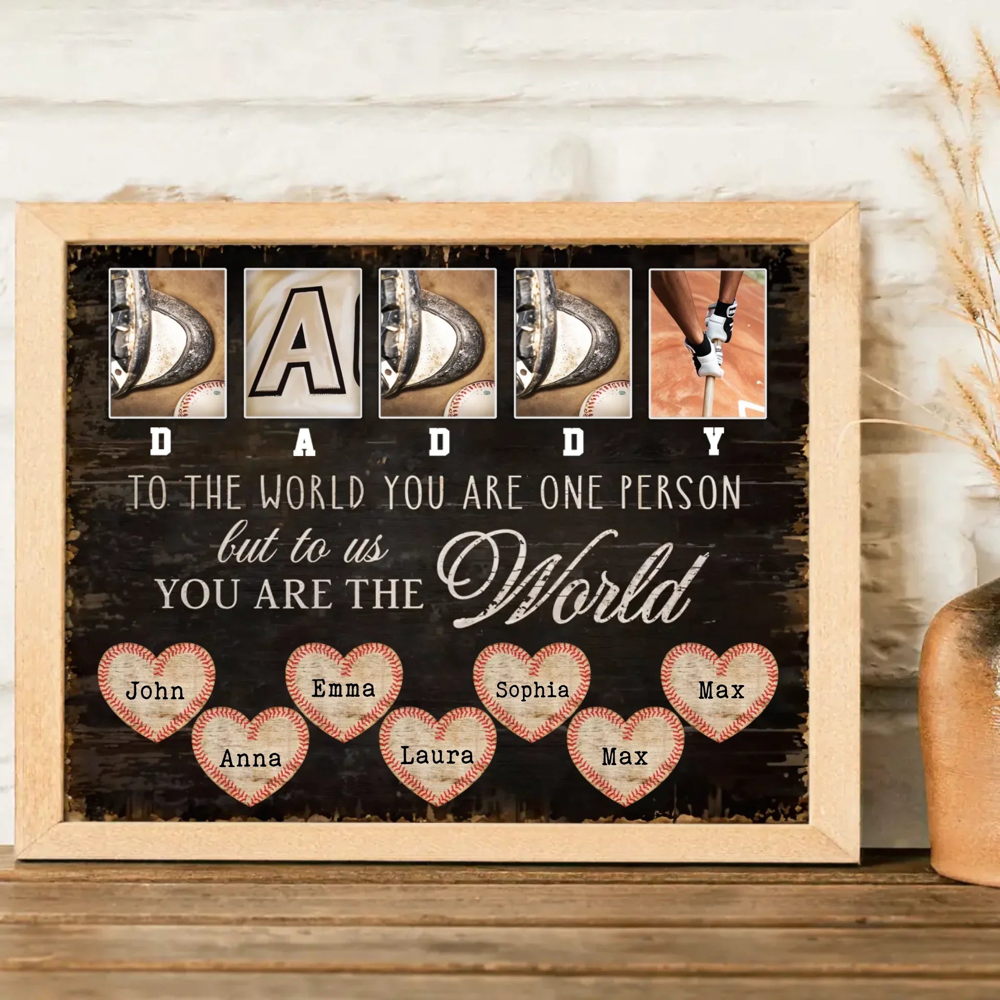 Personalized Father's Day Baseball Poster - Gift Idea For Dad - To Us You Are The World