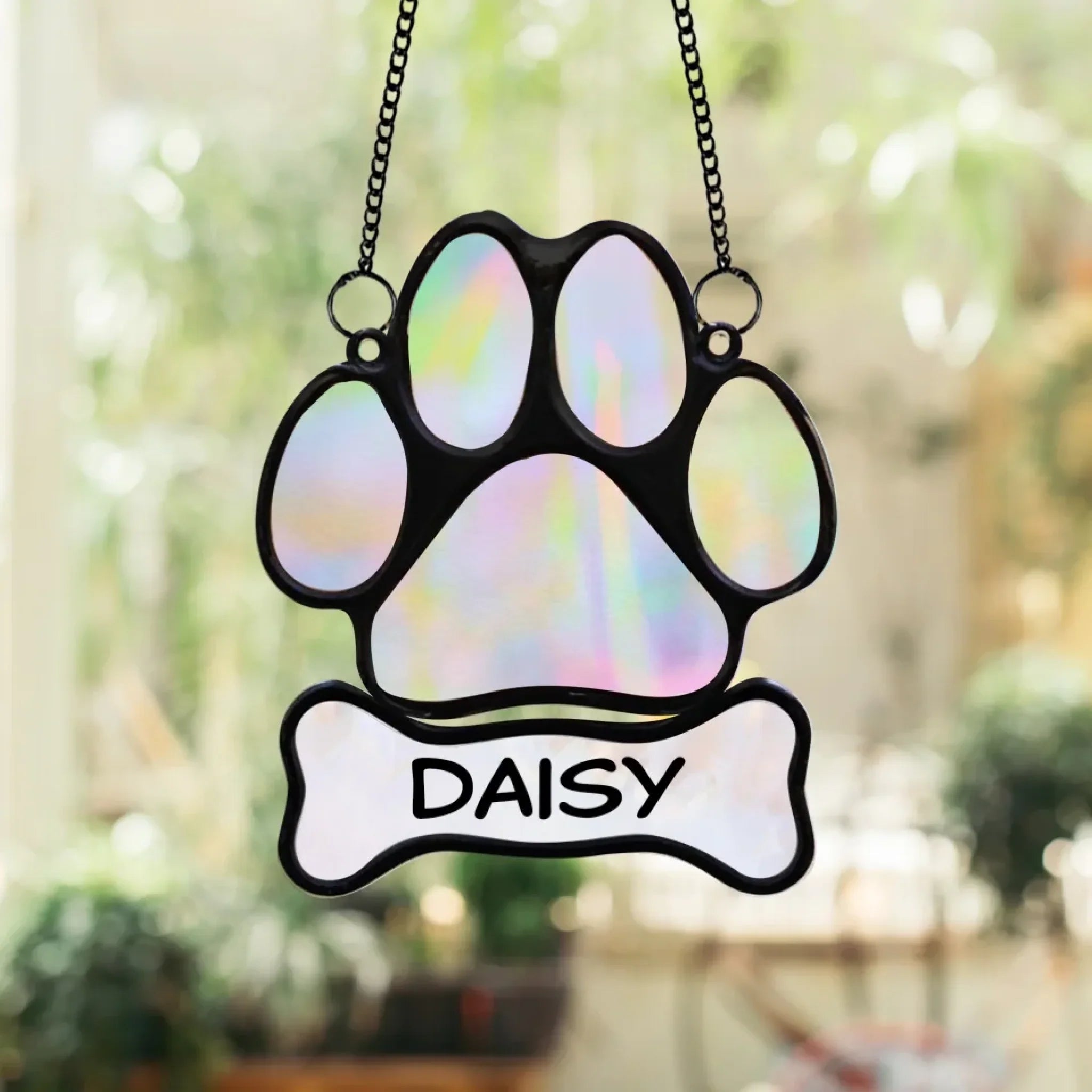 Personalized Memorial Paw Hanging Suncatcher - Memorial Gift Idea For Dog Lover