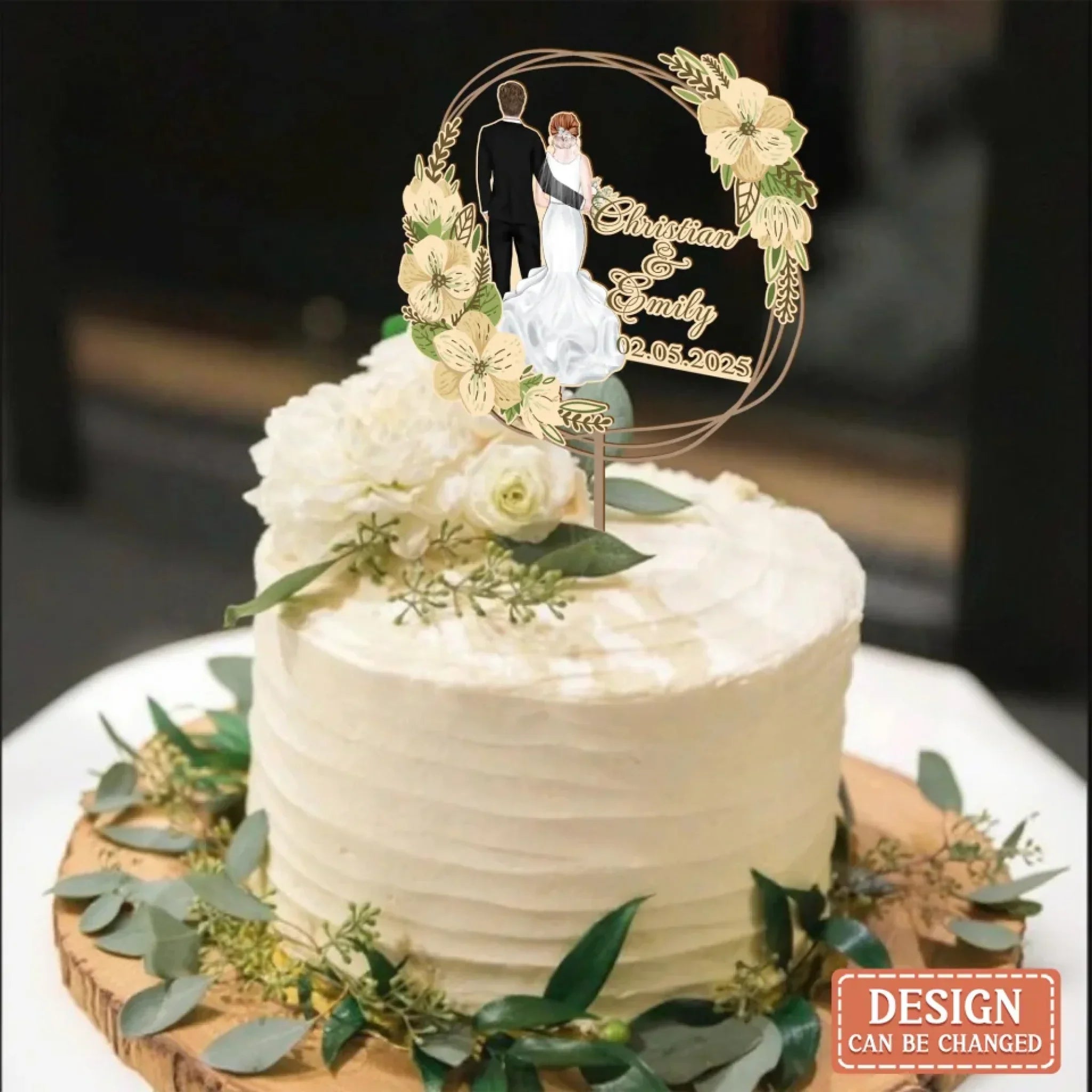 Personalized Custom Shape Acrylic Wedding Cake Topper - Couple Silhouette Cake Sign - Engagement/ Wedding Gift Idea