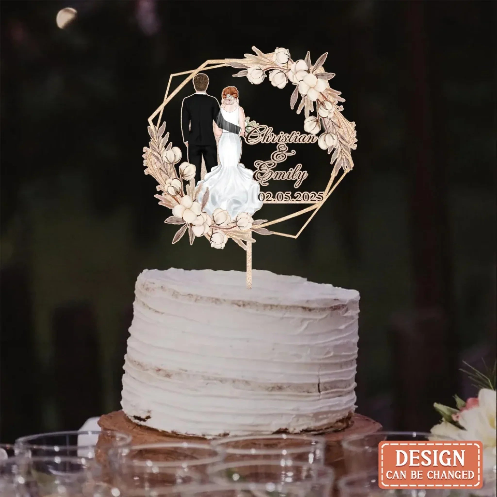 Personalized Custom Shape Acrylic Wedding Cake Topper - Couple Silhouette Cake Sign - Engagement/ Wedding Gift Idea