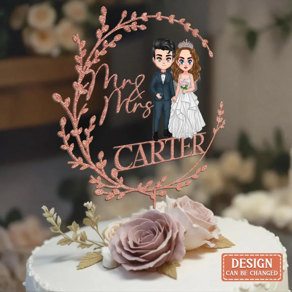 Personalized Rustic Cake Topper Wedding Cake Decor - Custom Shape Acrylic - Engagement/ Wedding Gift Idea