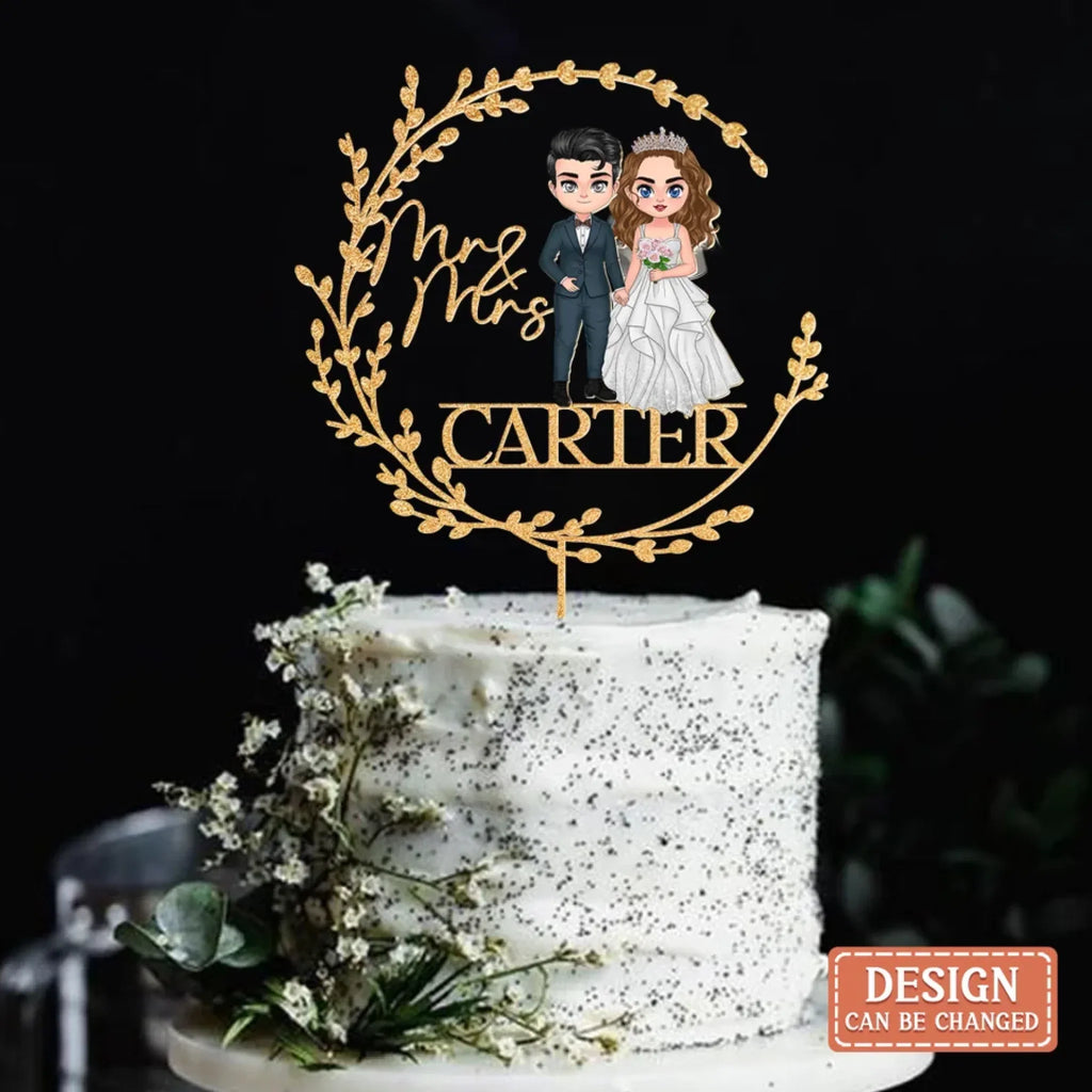 Personalized Rustic Cake Topper Wedding Cake Decor - Custom Shape Acrylic - Engagement/ Wedding Gift Idea