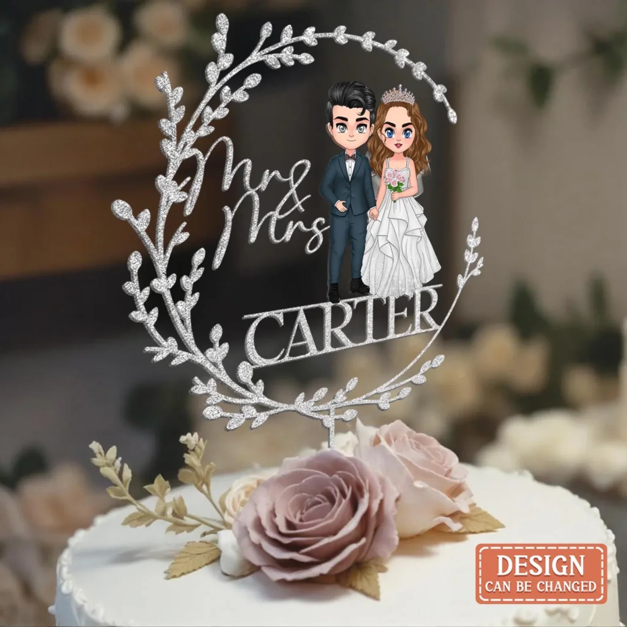 Personalized Rustic Cake Topper Wedding Cake Decor - Custom Shape Acrylic - Engagement/ Wedding Gift Idea