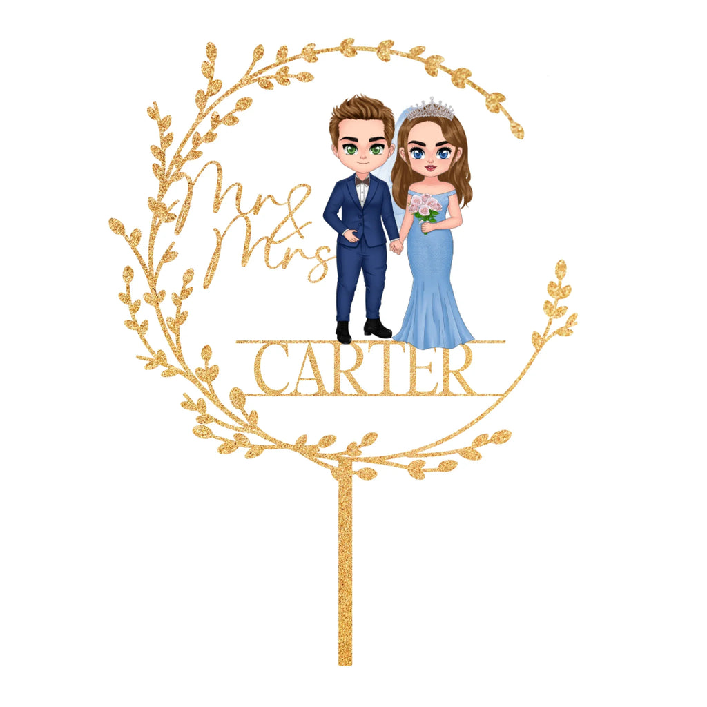 Personalized Rustic Cake Topper Wedding Cake Decor - Custom Shape Acrylic - Engagement/ Wedding Gift Idea