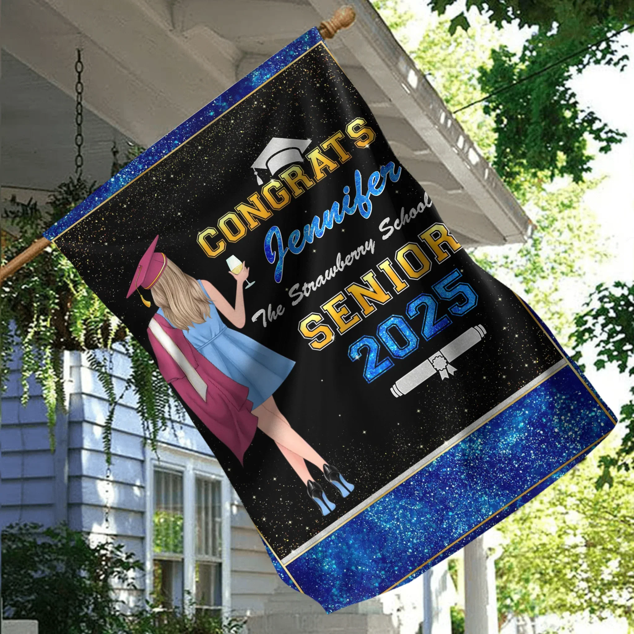 Personalized Graduation Senior Flag - Graduation Gift Idea For Daughter/Friend/Sister - Congrats 2025