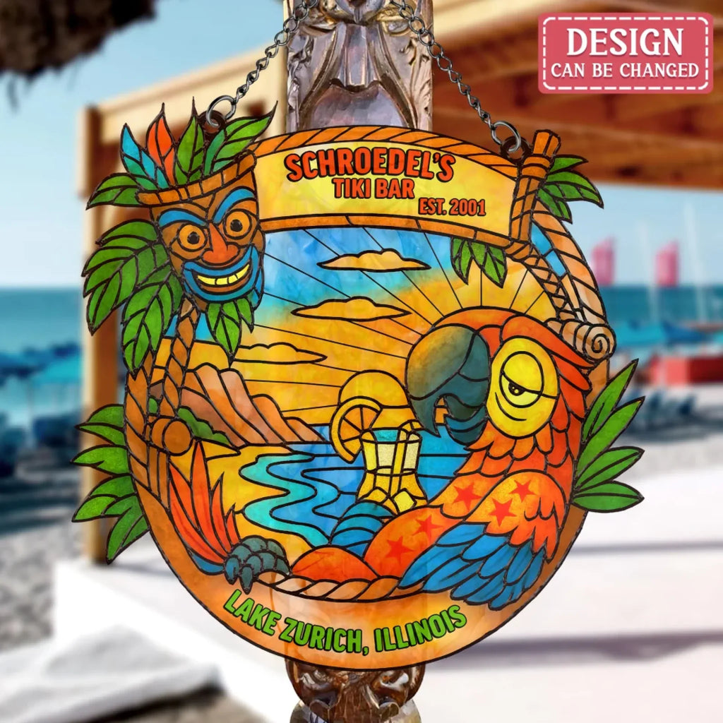 Personalized Tiki Bar Suncatcher - Summer Gift Idea for Family