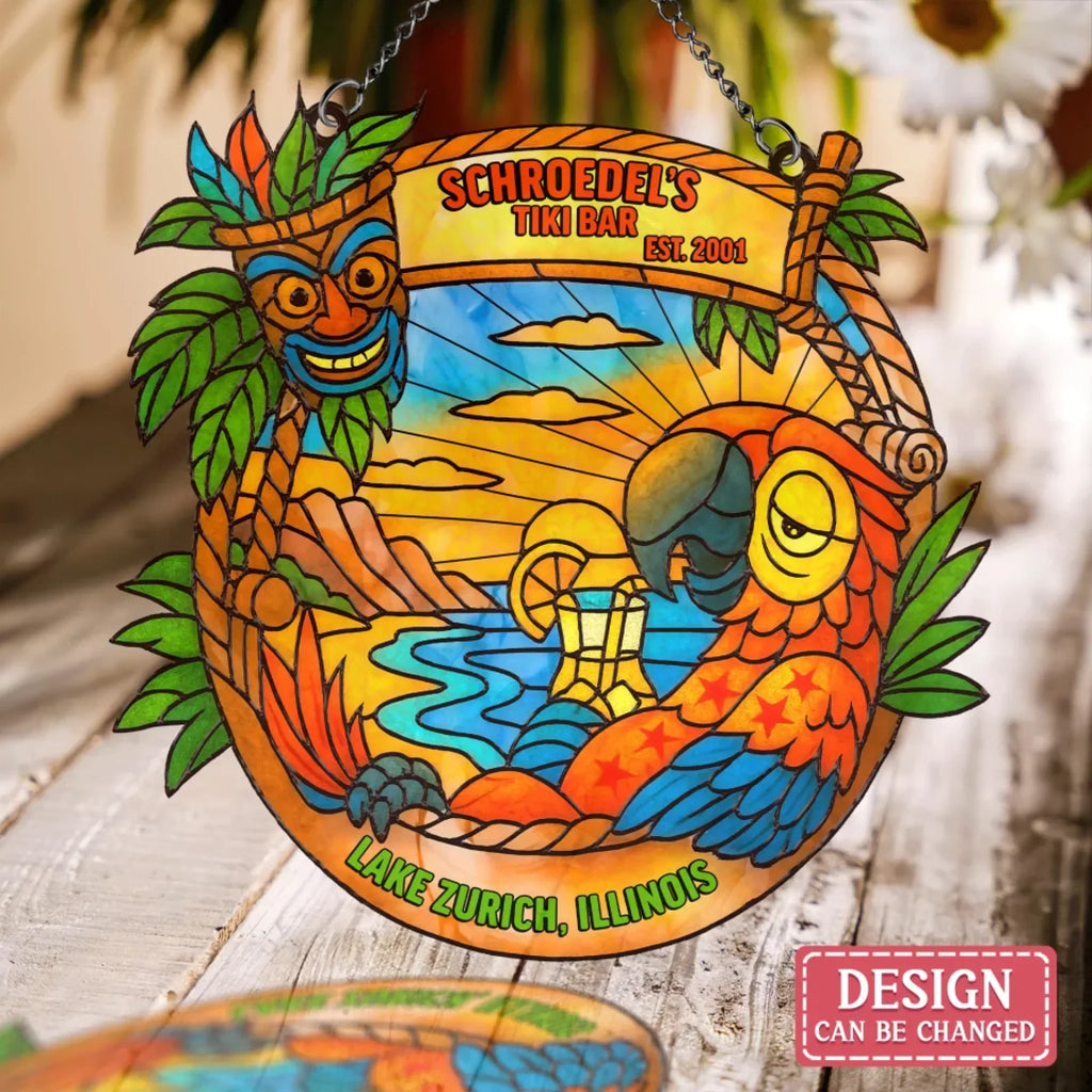 Personalized Tiki Bar Suncatcher - Summer Gift Idea for Family
