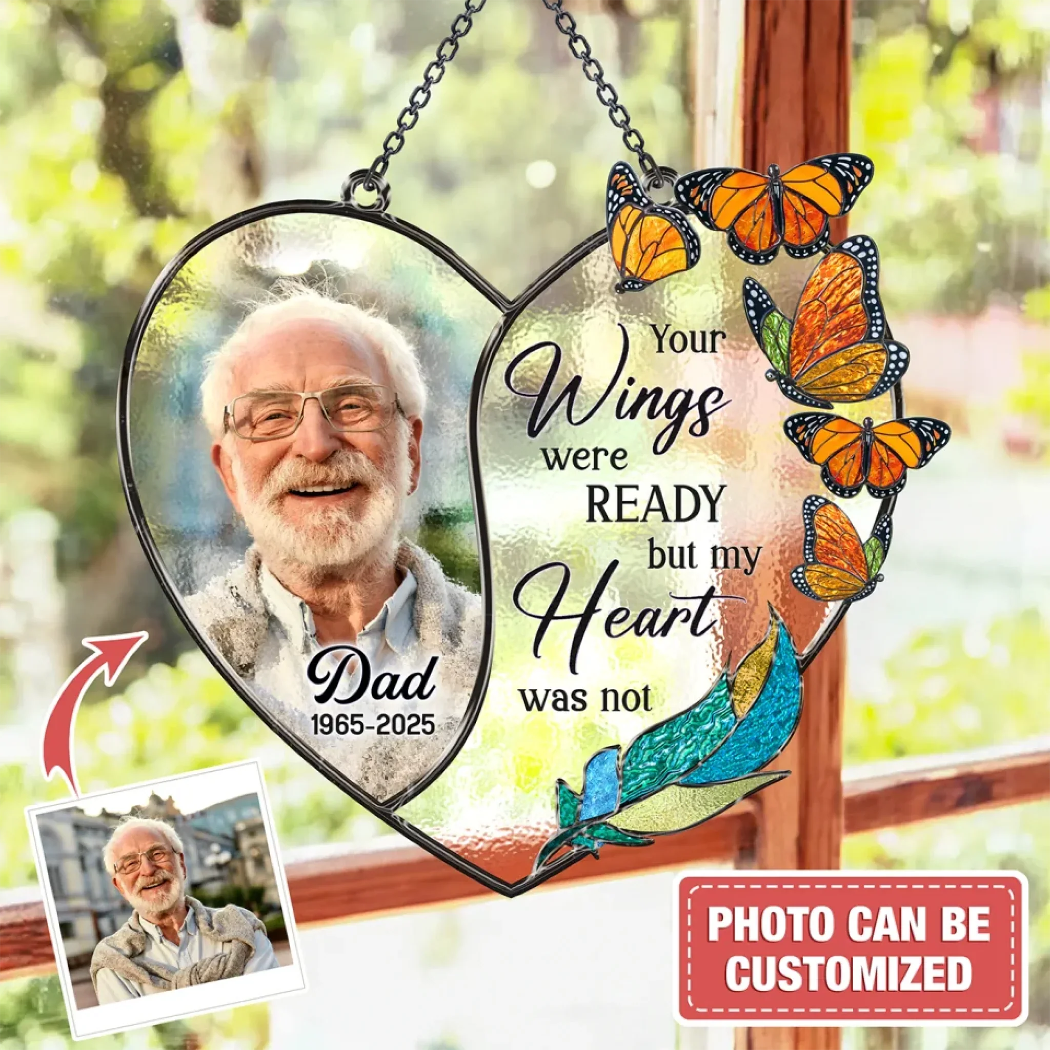 Personalized Memorial Suncatcher - Memorial Gift Idea For Family Members - I'll Hold You In My Heart Until I Can Hold You In Heaven