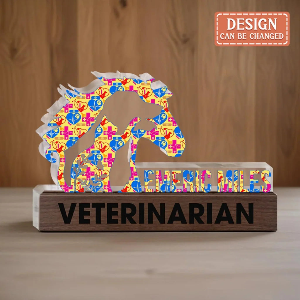 Personalized Vet Tech Name Plate Office Acrylic Plaque - Veterinarian Gift Idea
