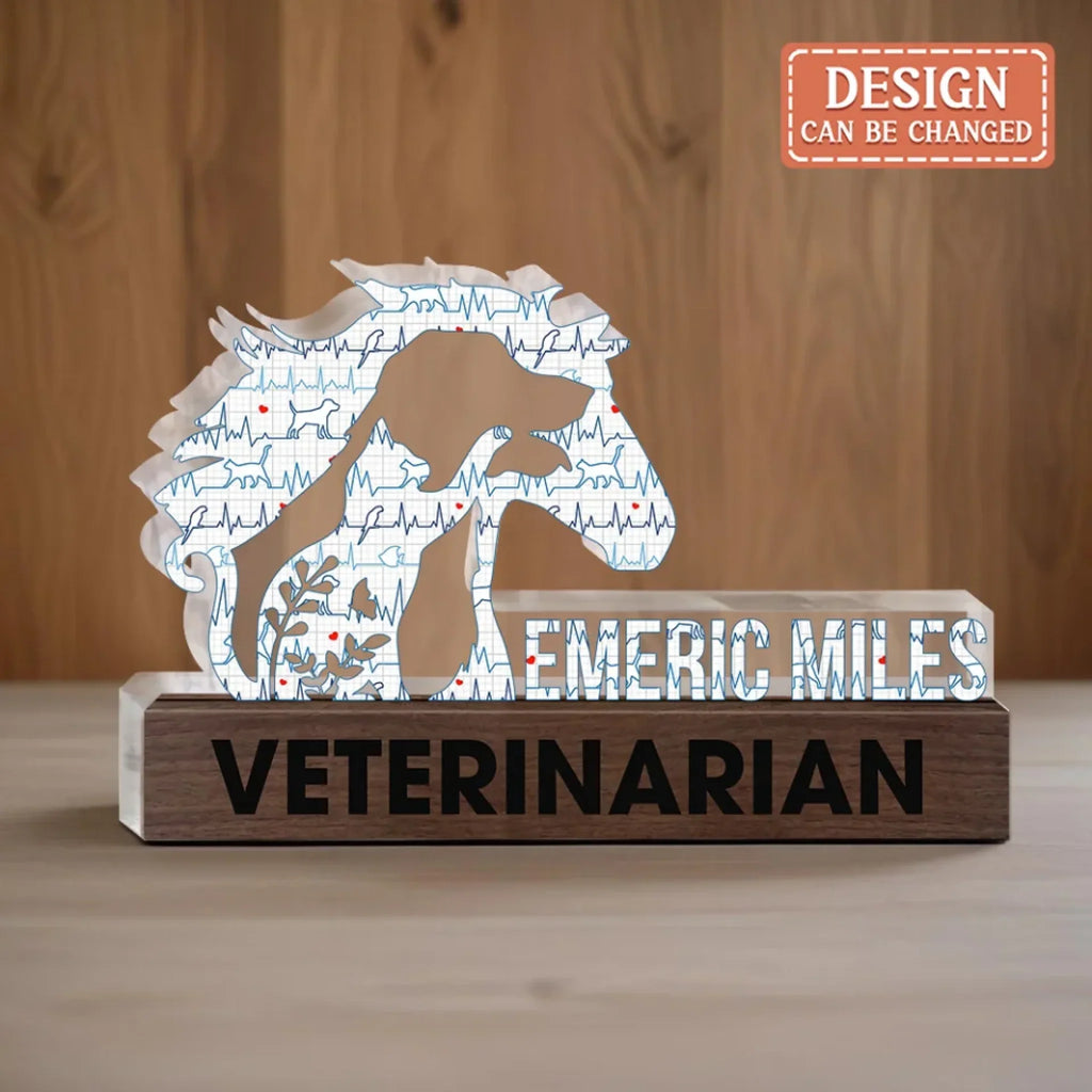 Personalized Vet Tech Name Plate Office Acrylic Plaque - Veterinarian Gift Idea