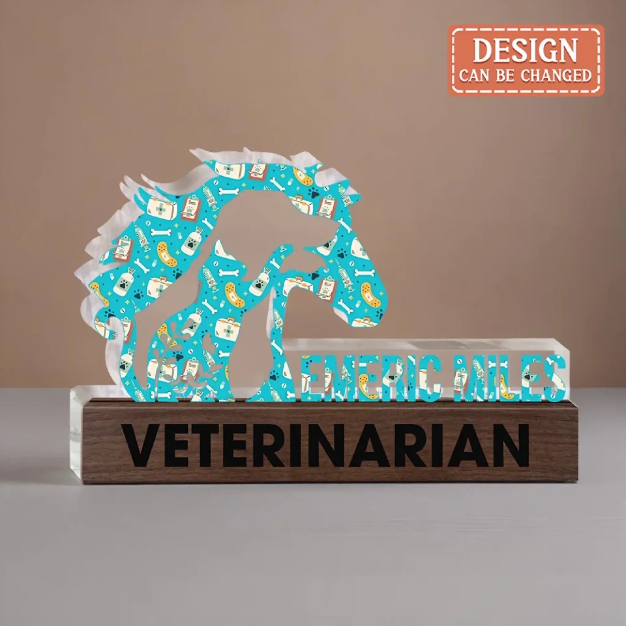 Personalized Vet Tech Name Plate Office Acrylic Plaque - Veterinarian Gift Idea