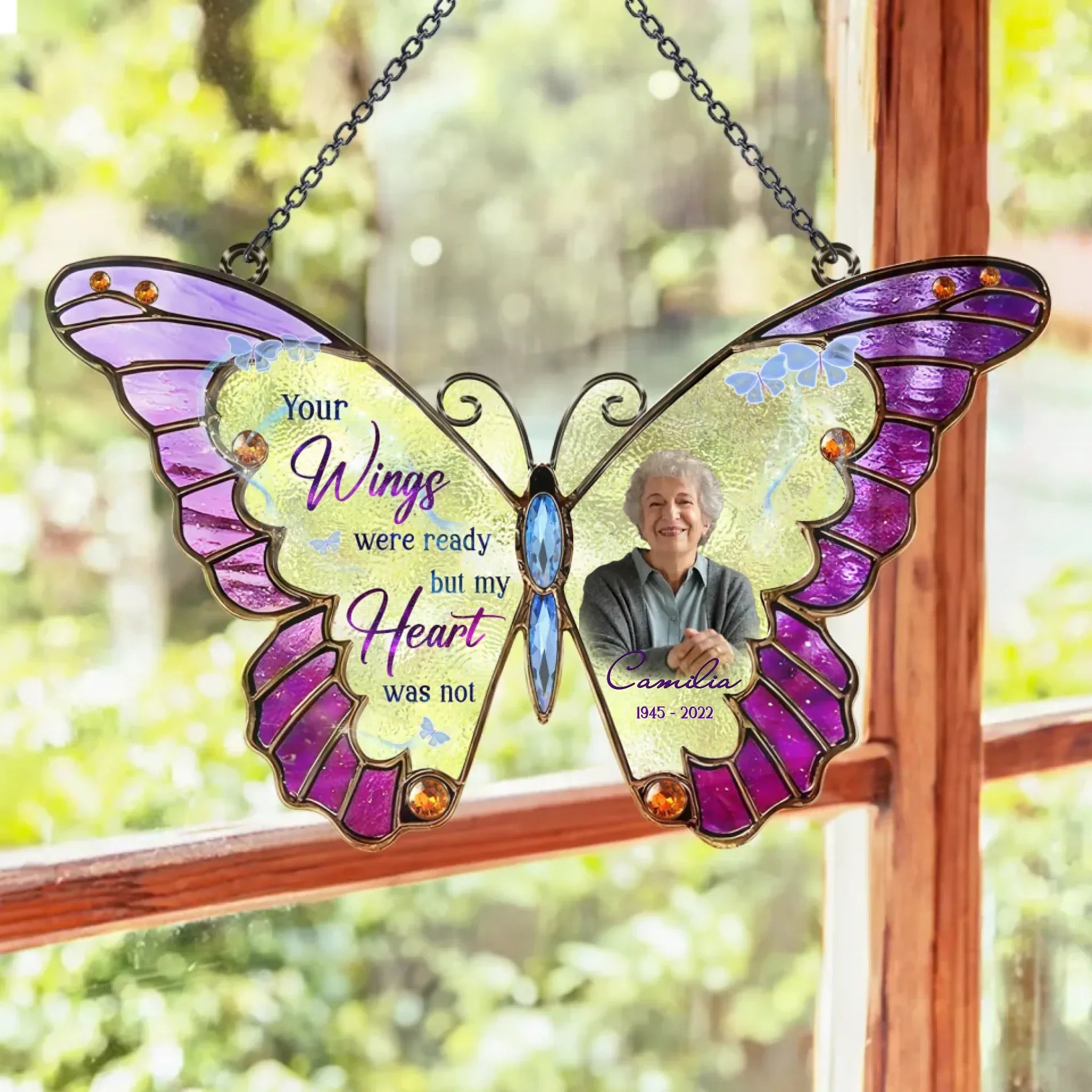 Personalized Memorial Photo Acrylic Suncatcher - Memorial Gift Idea - Your Wings Were Ready But My Heart Was Not