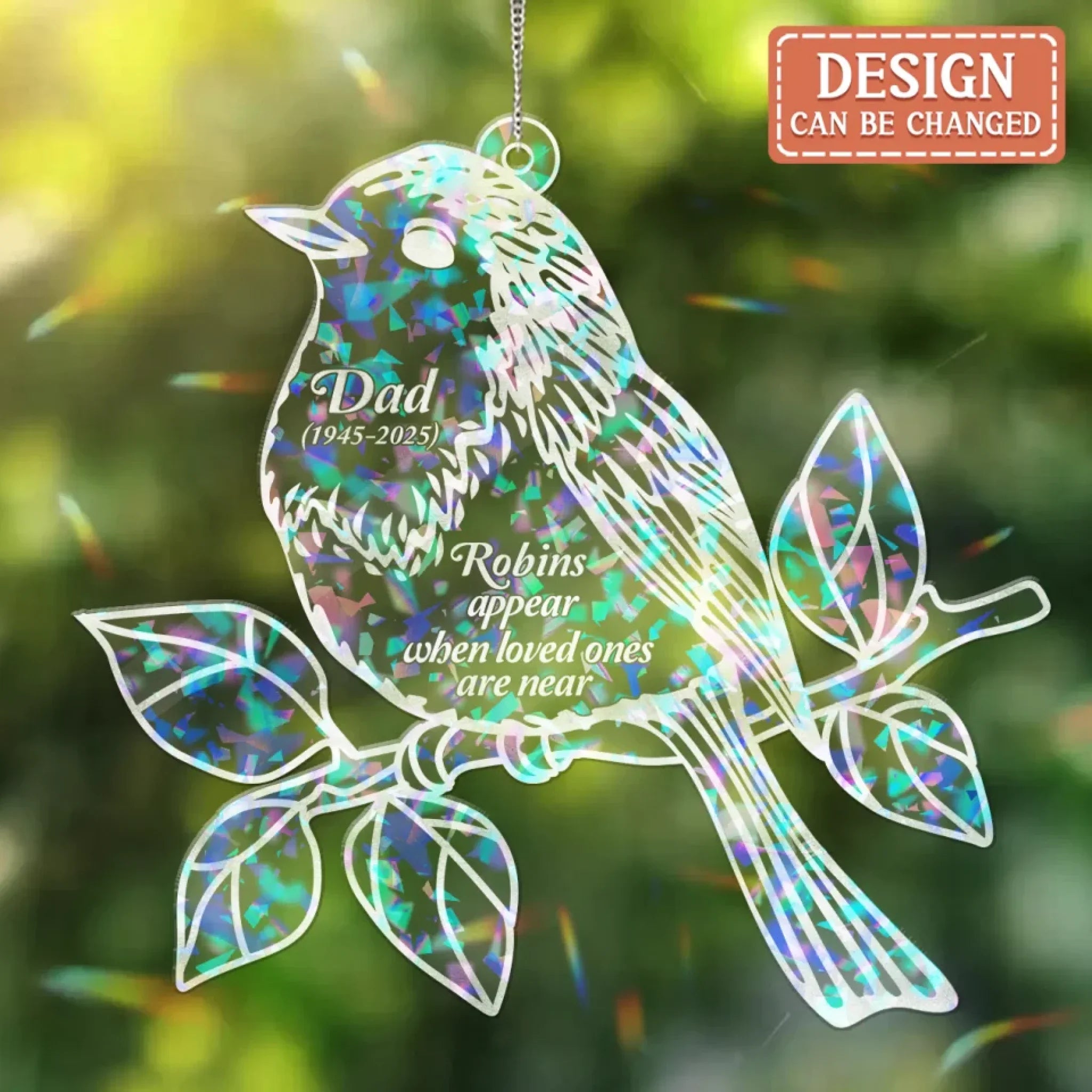Personalized Memorial Robins Bird Colorful Suncatcher - Memorial Gift Idea For Family Member - Robins Appear When Loved Ones Are Near