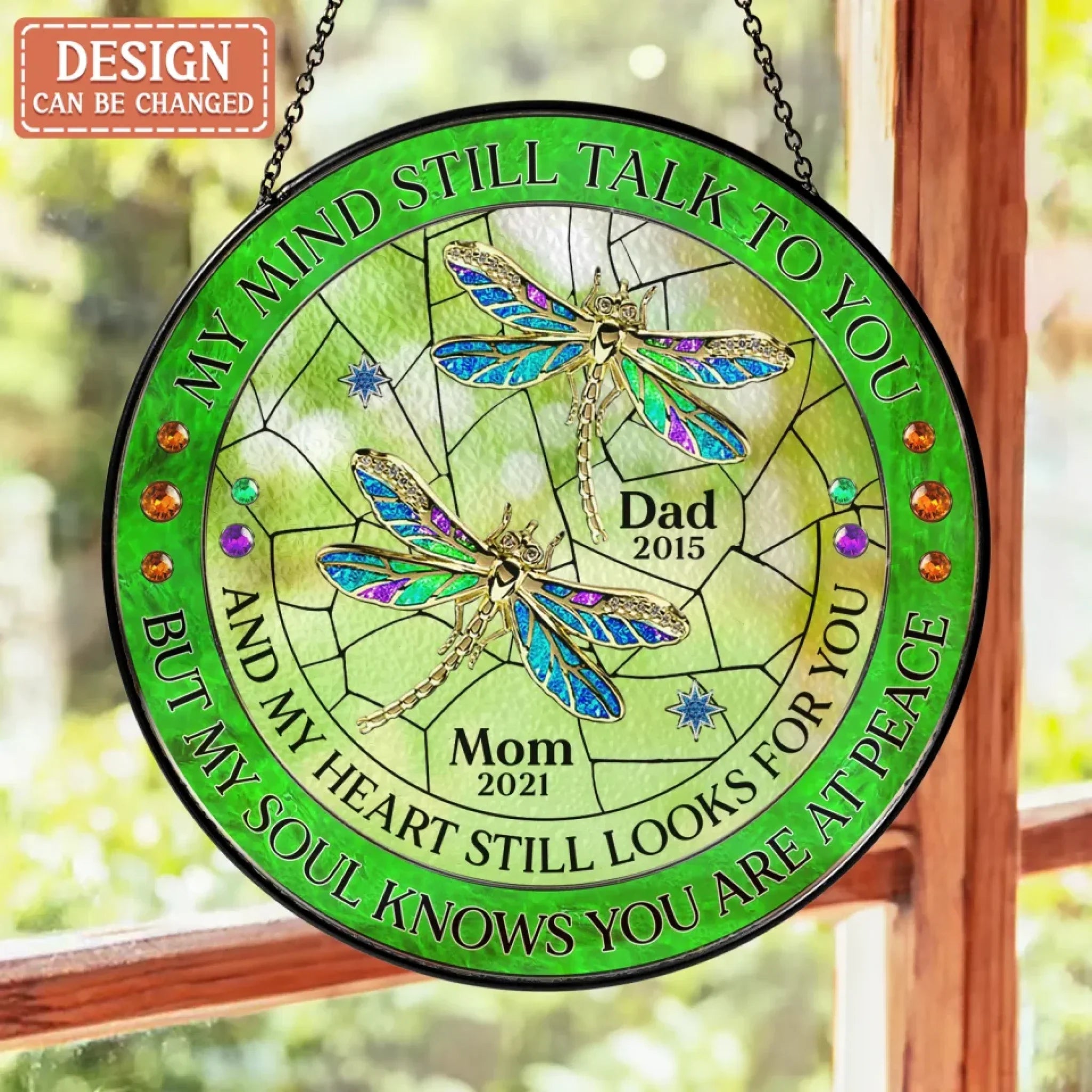 Personalized Memorial Suncatcher - Memorial Gift Idea - My Mind Still Talks To You