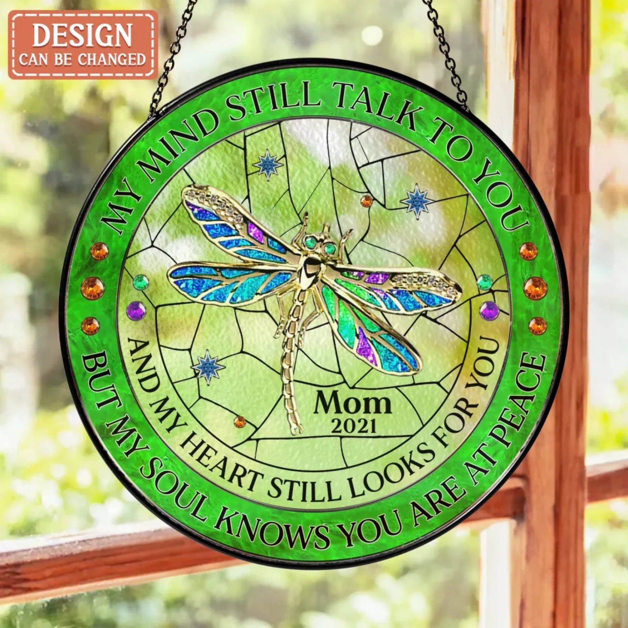 Personalized Memorial Suncatcher - Memorial Gift Idea - My Mind Still Talks To You