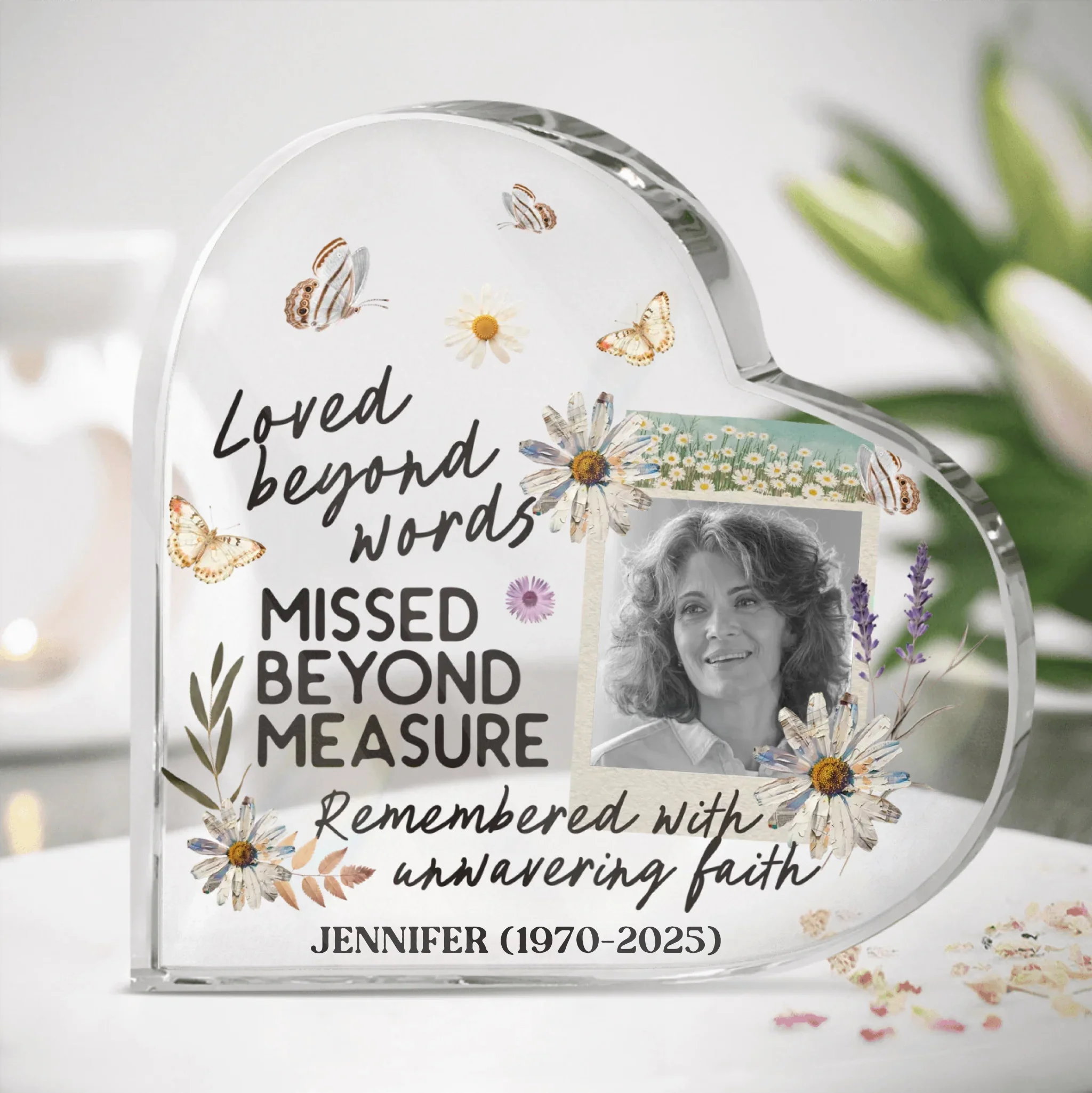 Personalized Memorial Photo Acrylic Plaque - Memorial Gift Idea For Loss Of Family Member