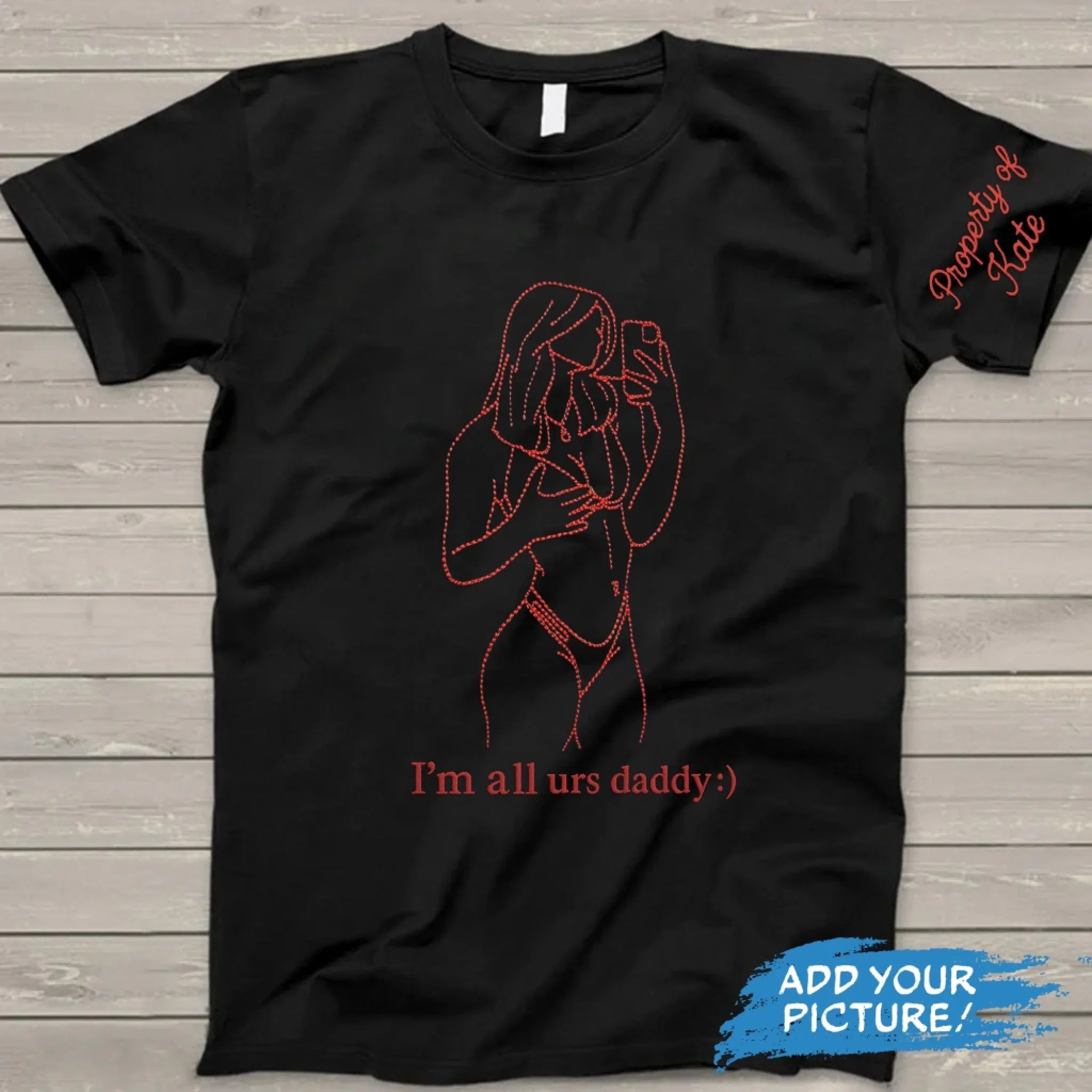 Personalized Spicy Couple Girlfriend Portrait Embroidered T-Shirt - Gift Idea For Boyfriend/ Husband