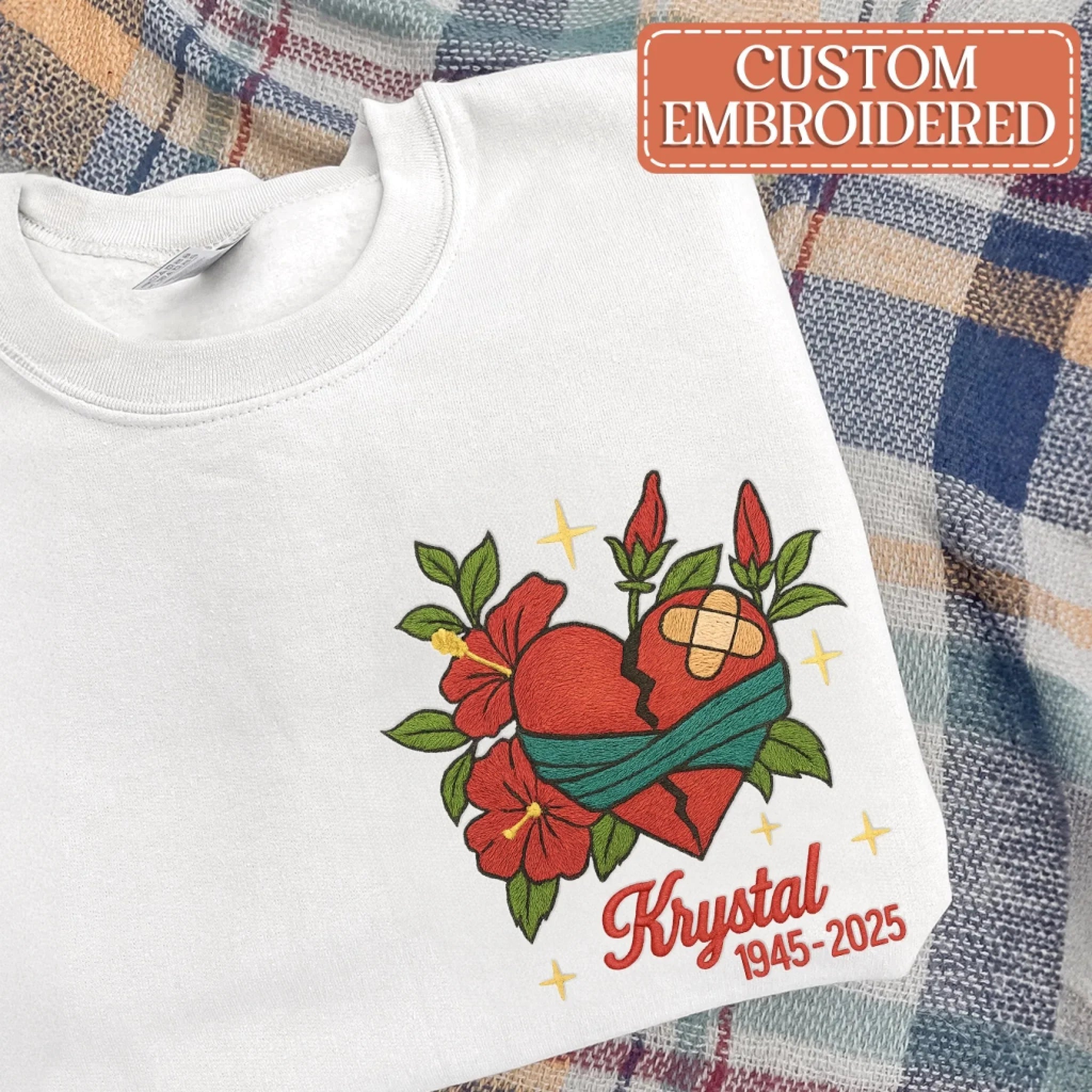 Personalized Memorial Embroidered T-Shirt/Sweater/Hoodie - Memorial Gift Idea