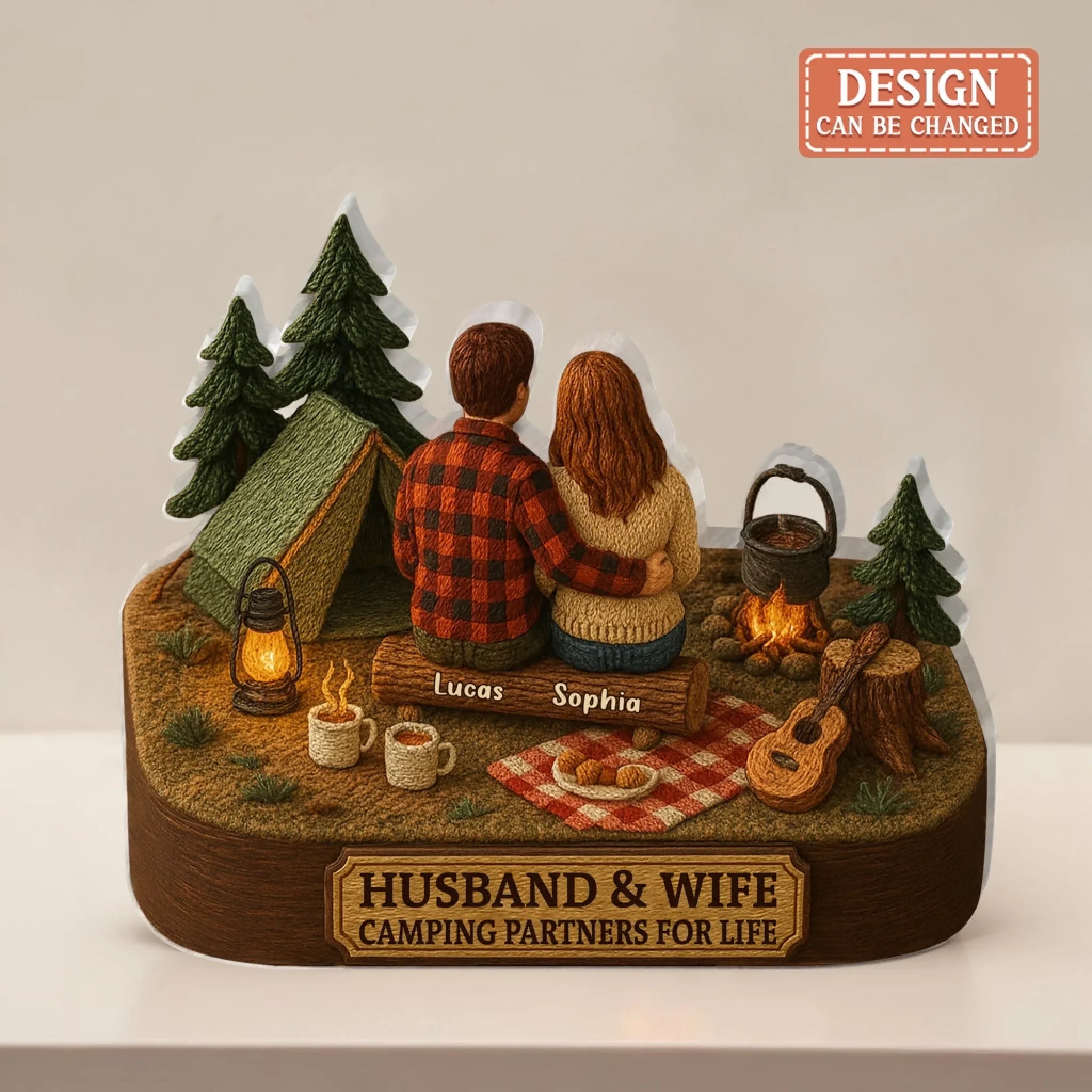 Custom Name Camping Couple 3D Figure Acrylic Plaque - Gift Idea For Couple/ Camping Lover - Making Memories One Campsite At A Time