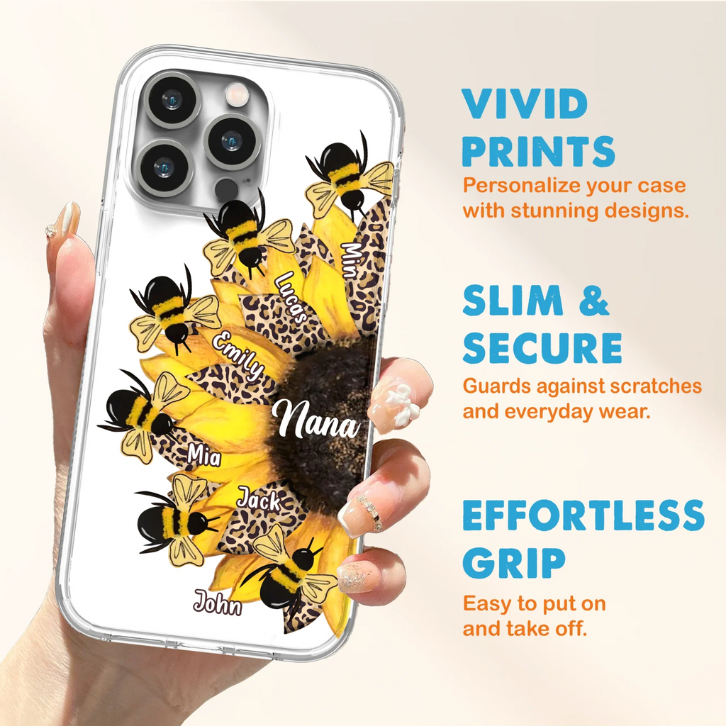 Custom Sunflower Grandma Phone Case - Mother's Day Gift Idea for Mom/Grandma