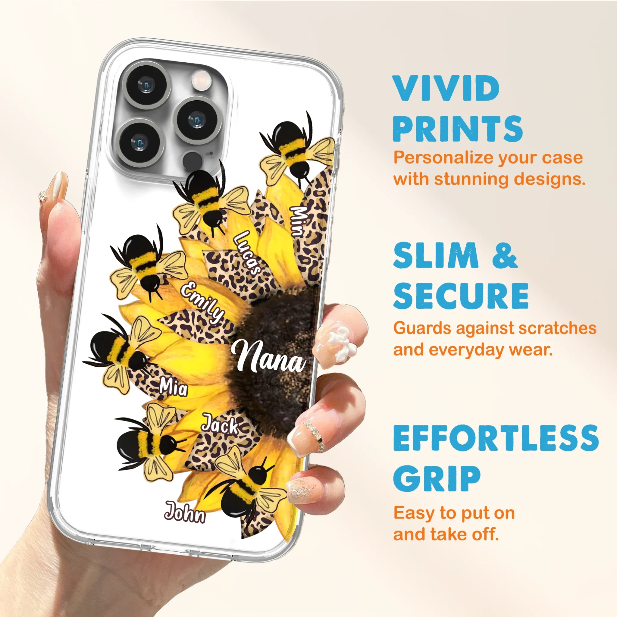 Custom Sunflower Grandma Phone Case - Mother's Day Gift Idea for Mom/Grandma