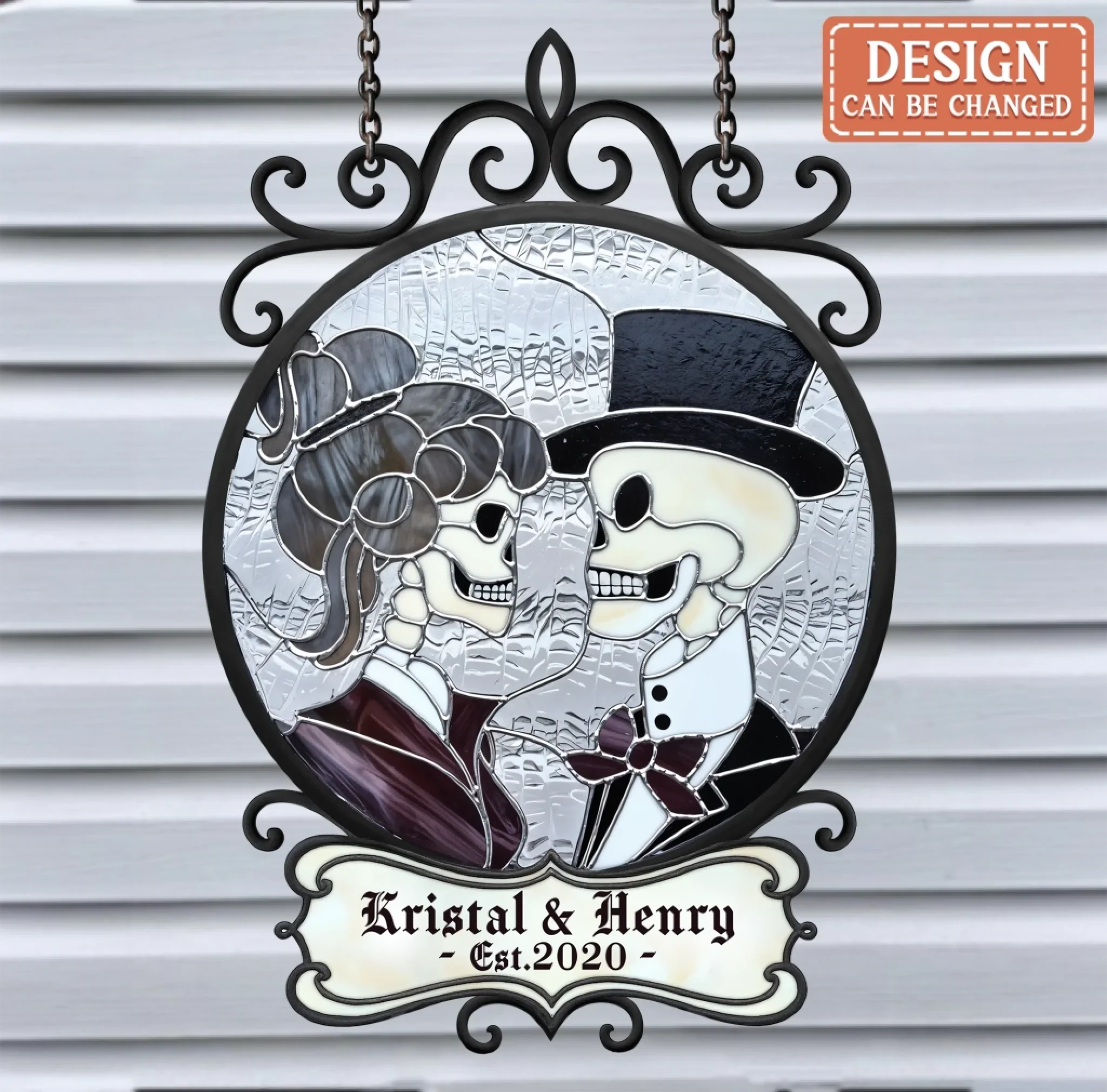 Personalized Skull Couple Acrylic Suncatcher - Gift Idea For Couple/Husband And Wife