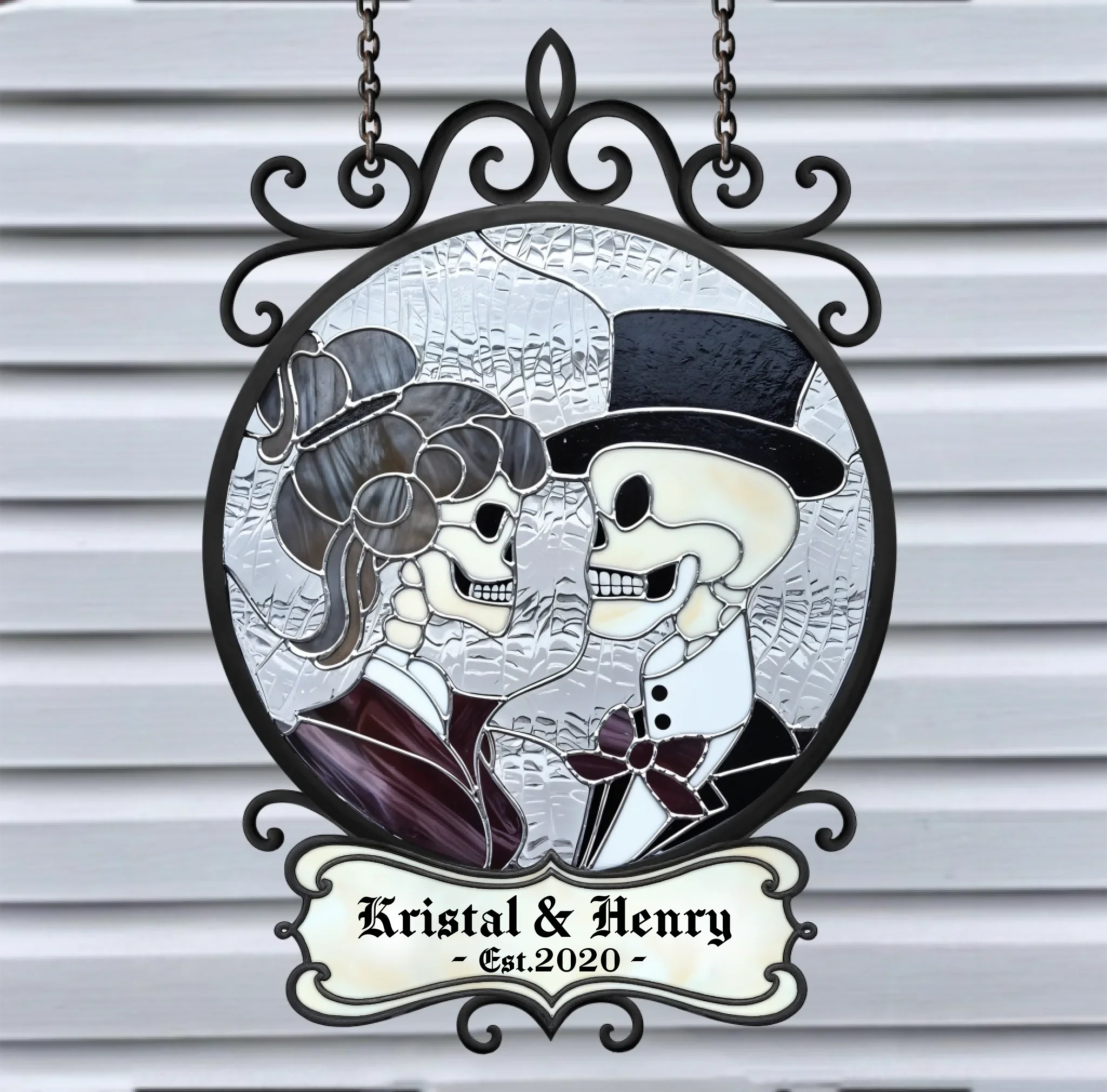 Personalized Skull Couple Acrylic Suncatcher - Gift Idea For Couple/Husband And Wife
