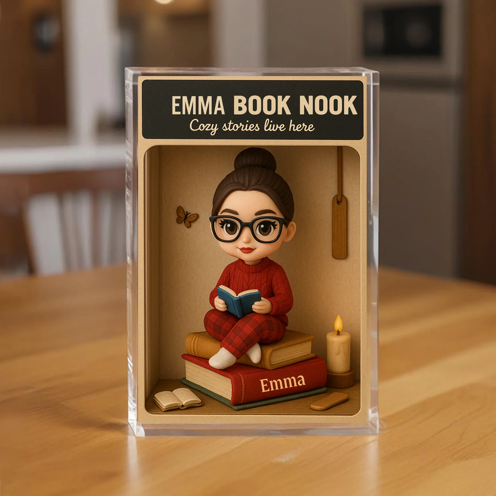 Personalized Reading Book Toy Box Acrylic Block - Gift Idea For Reading Lovers - Book Nook Cozy Stories Live Here