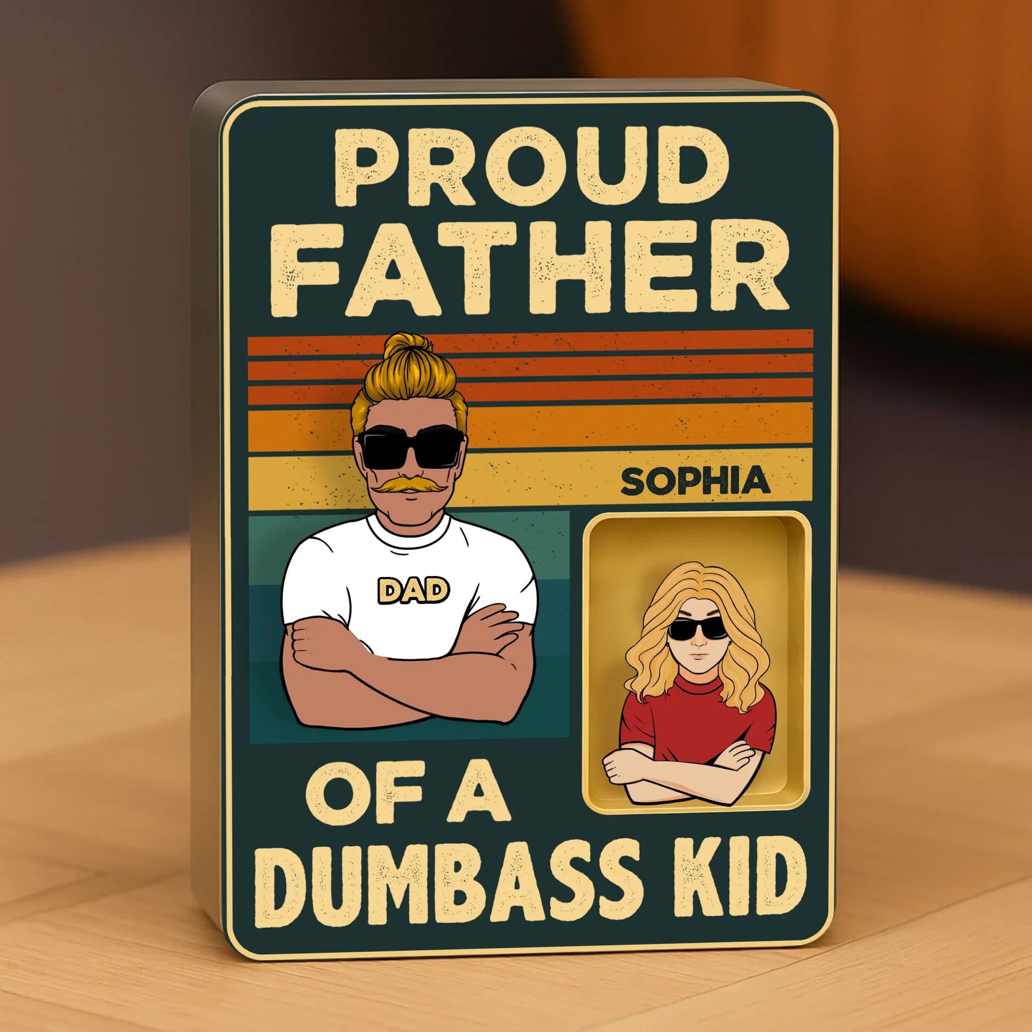 Personalized Proud Father Acrylic Block - Gift Idea For Father's Day - Up To 5 Kids
