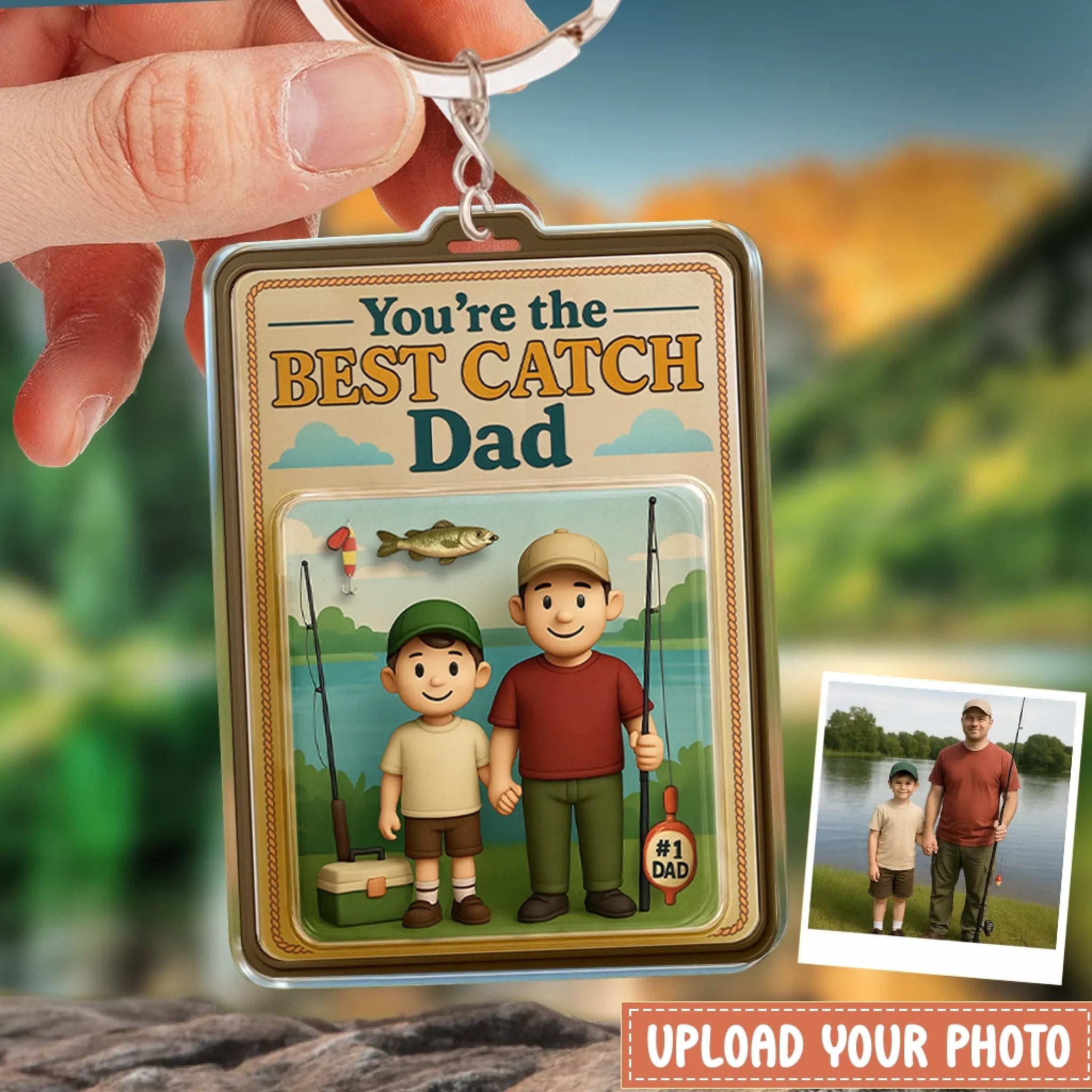 Personalized Father And Kids Fishing Acrylic Keychain - Gift Idea For Father's Day - Upload Photo - You're The Best Catch Dad