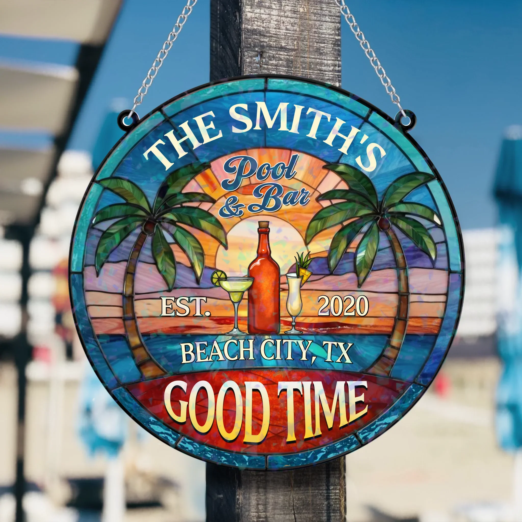 Personalized Poolside Acrylic Suncatcher - Summer Gift Idea