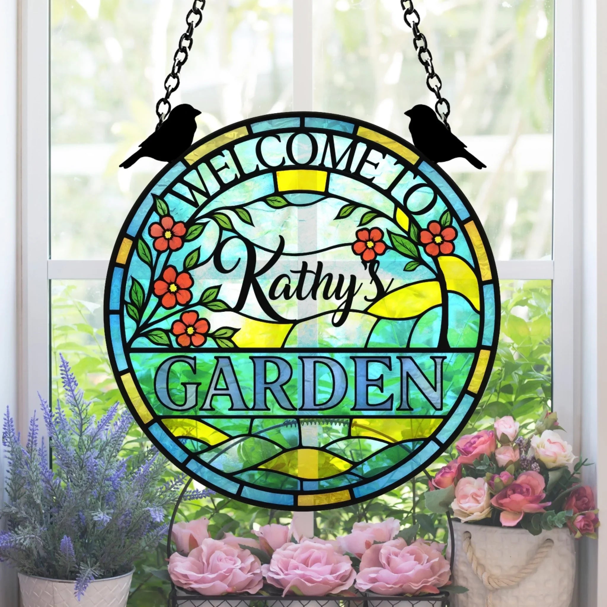 Personalized Welcome To Garden Acrylic Suncatcher - Summer Gift Idea