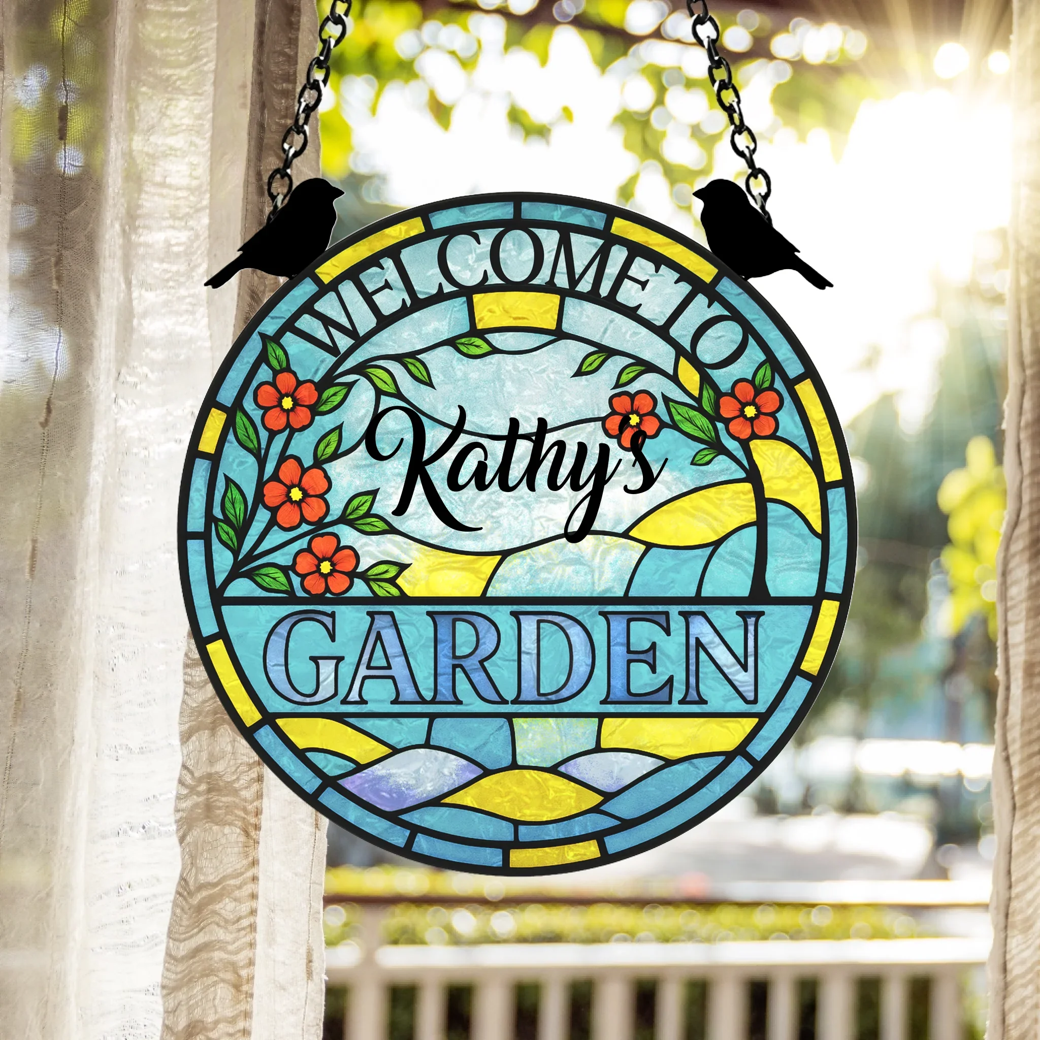Personalized Welcome To Garden Acrylic Suncatcher - Summer Gift Idea