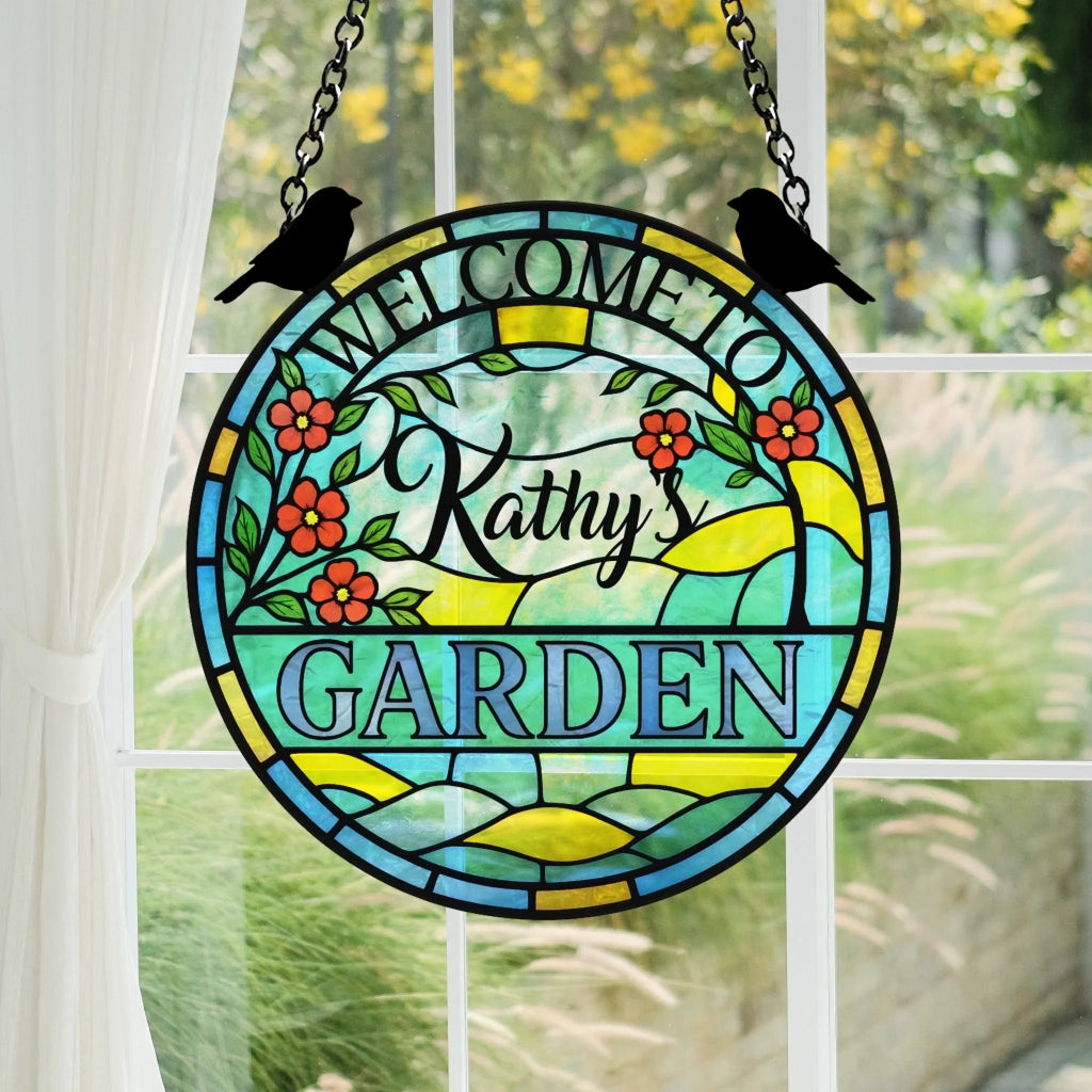 Personalized Welcome To Garden Acrylic Suncatcher - Summer Gift Idea