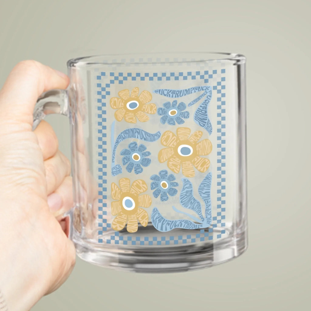 FDT Boho Floral Hidden Message Glass Mug - Perfect Gift Idea For Friend