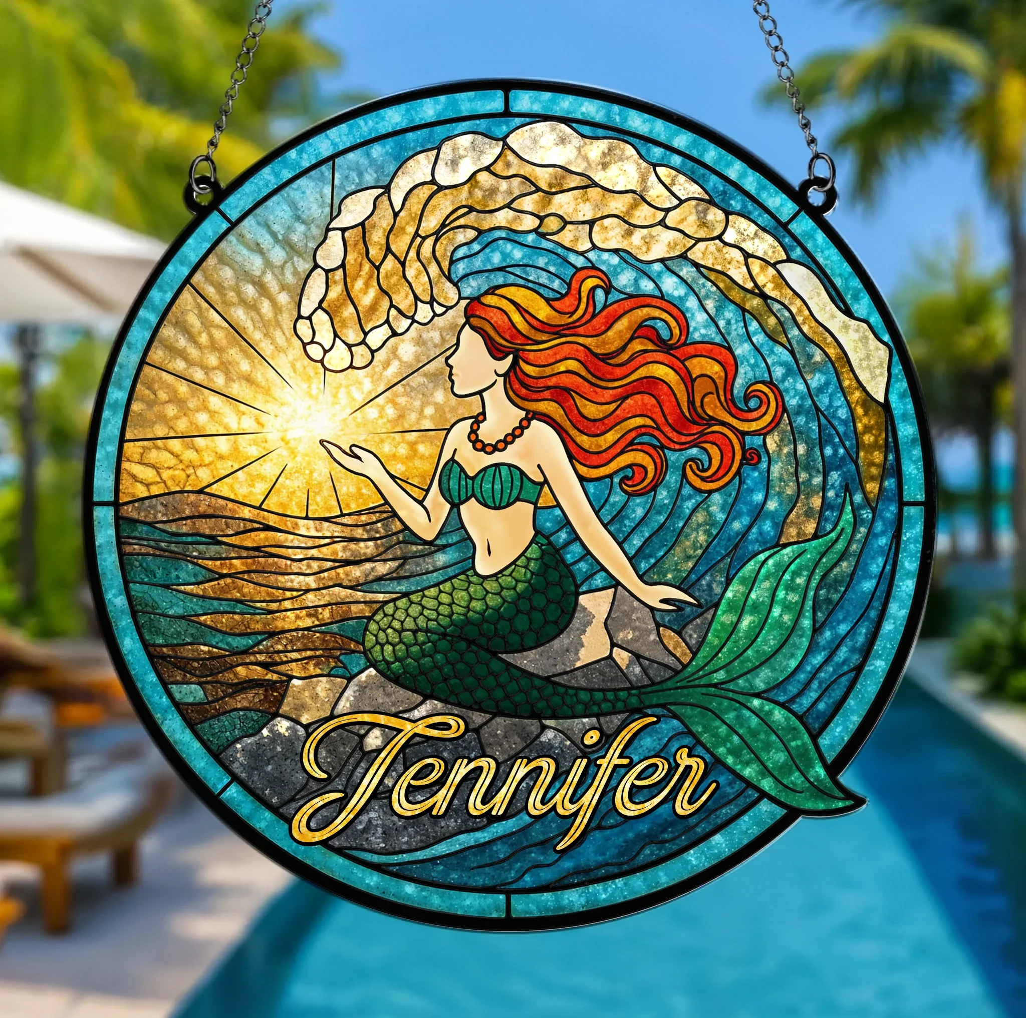 Custom Name Mermaid Acrylic Suncatcher - Mermaid/ Summer Gift Idea For Friend