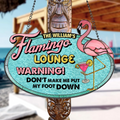 Personalized Flamingo Acrylic Suncatcher - Summer Gift Idea For Family - Flamingo Lounge Warning!