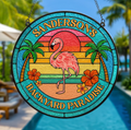 Personalized Flamingo Acrylic Suncatcher - Summer Gift Idea - Backyard Paradise