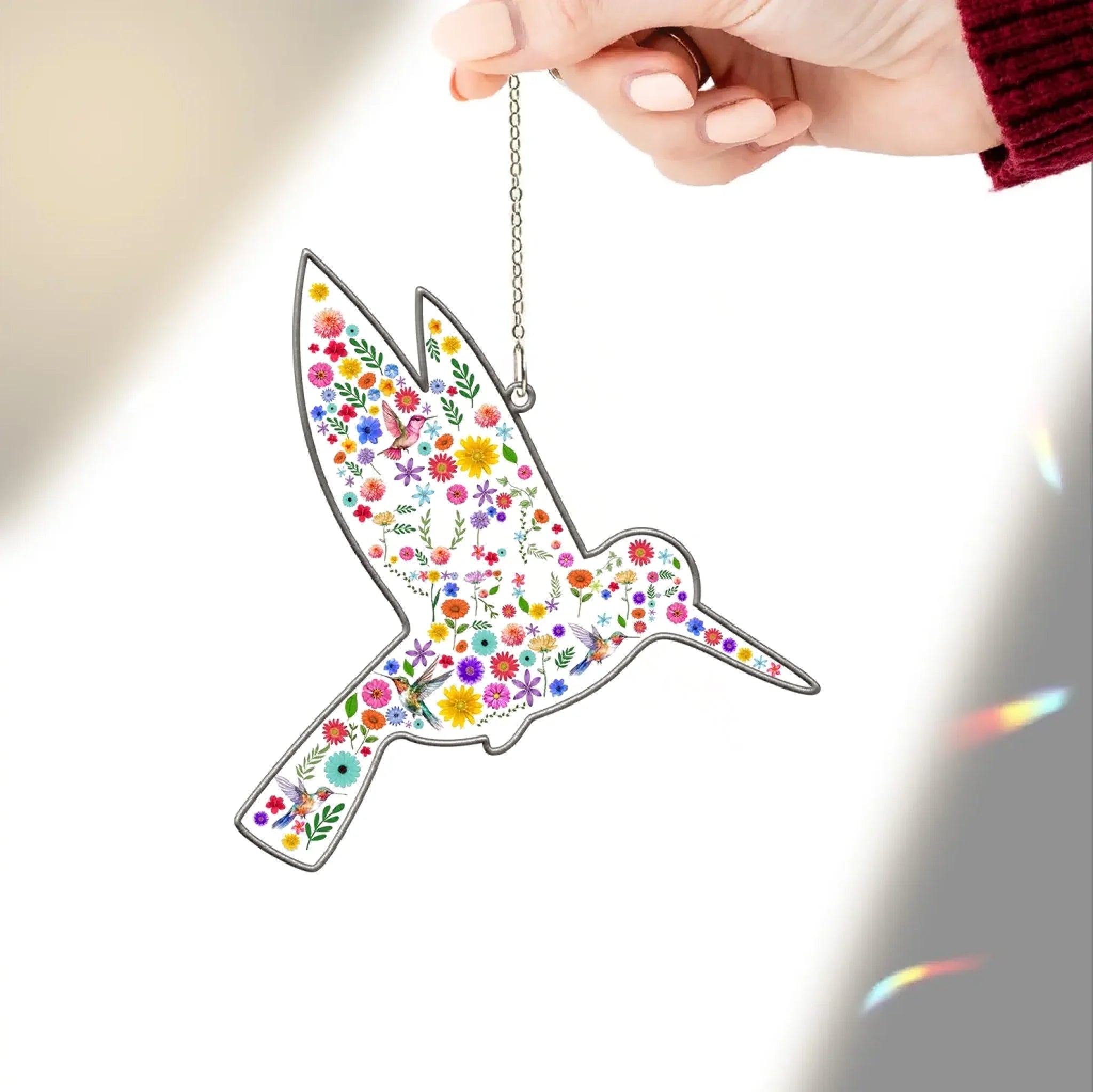 Personalized FDT Humming Bird Hidden Message Garden Decoration - Custom 1 layer Acrylic Window Hanging
