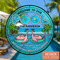 Personalized Flamingo Acrylic Suncatcher - Summer Gift Idea For Couple/Family - Welcome To Our Pool
