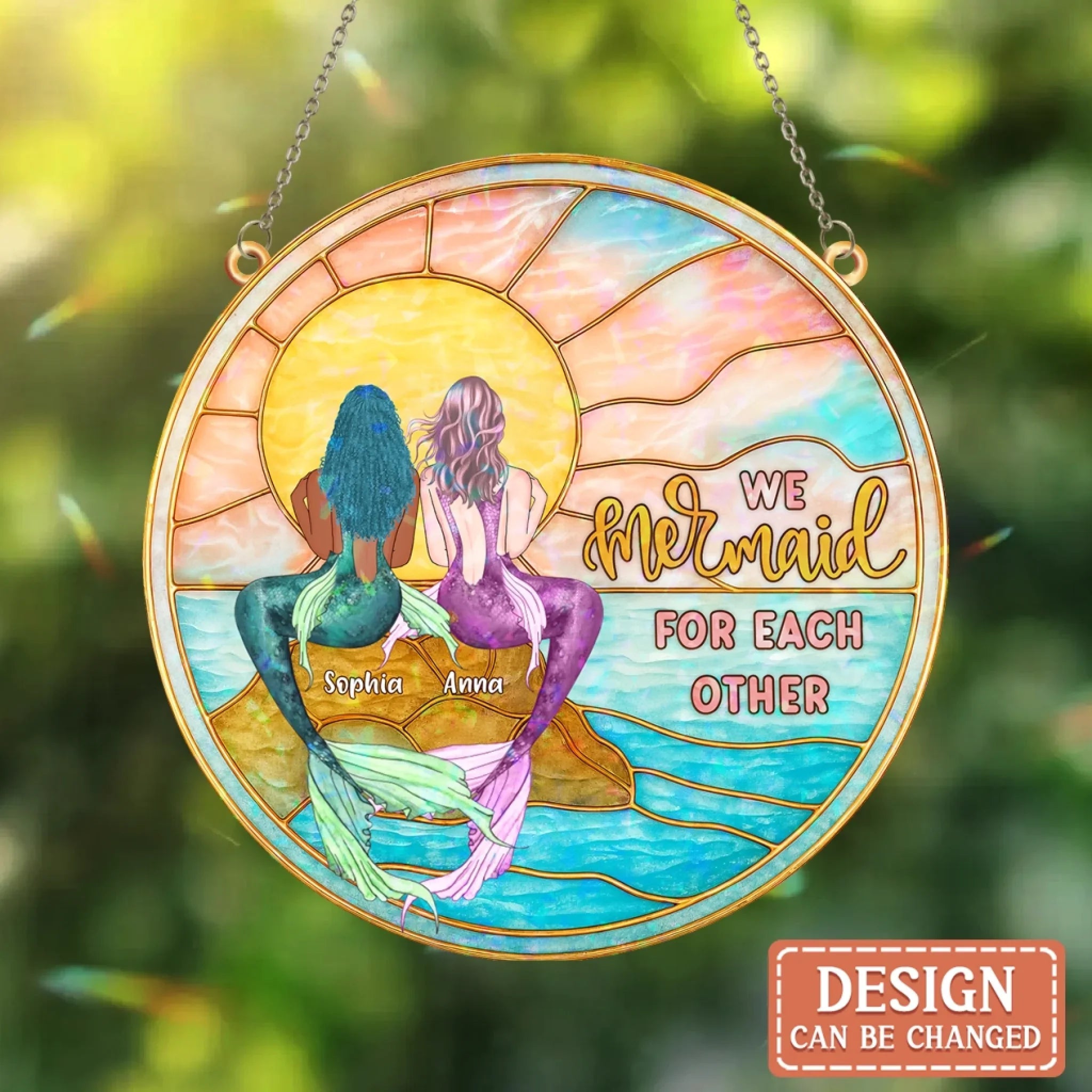 Personalized Mermaid Sisters Acrylic Suncatcher - Gift Idea For Sisters/Friends - We Mermaid For Each Other