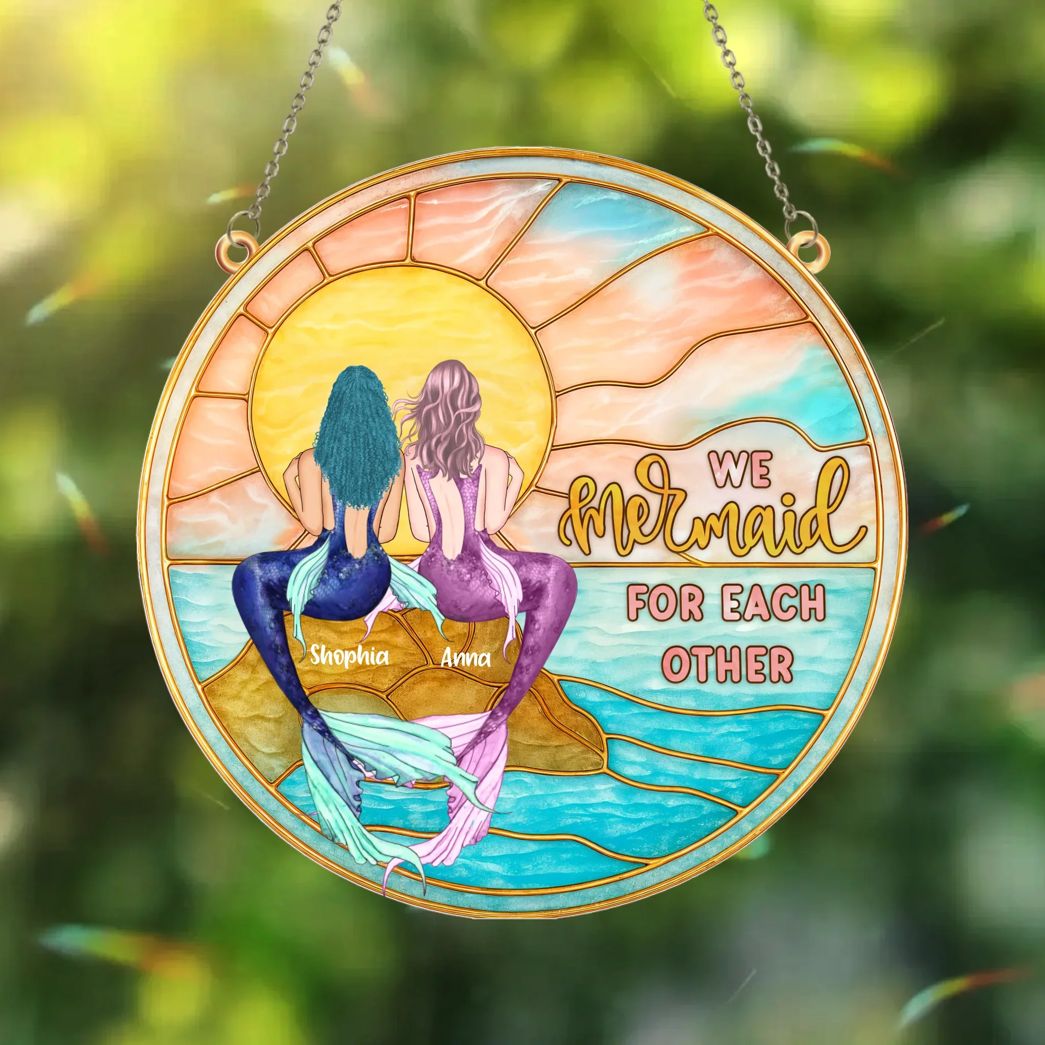 Personalized Mermaid Sisters Acrylic Suncatcher - Gift Idea For Sisters/Friends - We Mermaid For Each Other