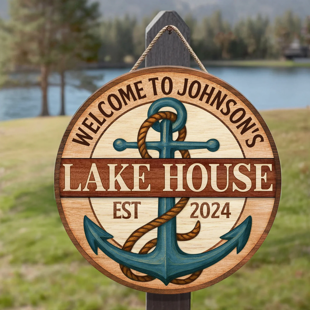 Personalized Lake House Wooden Sign - Gift Idea For Family/Couple - Welcome To Lake House