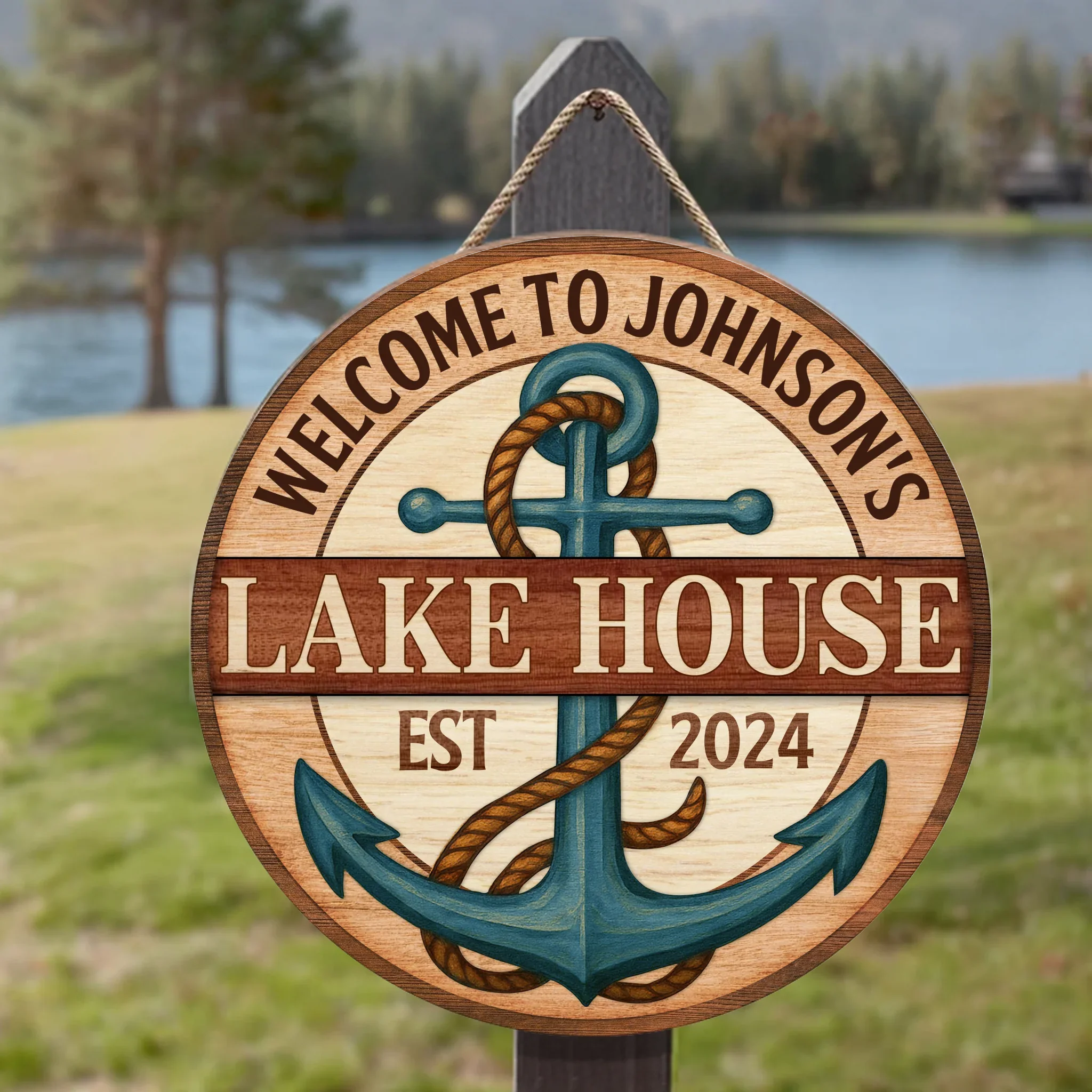 Personalized Lake House Wooden Sign - Gift Idea For Family/Couple - Welcome To Lake House