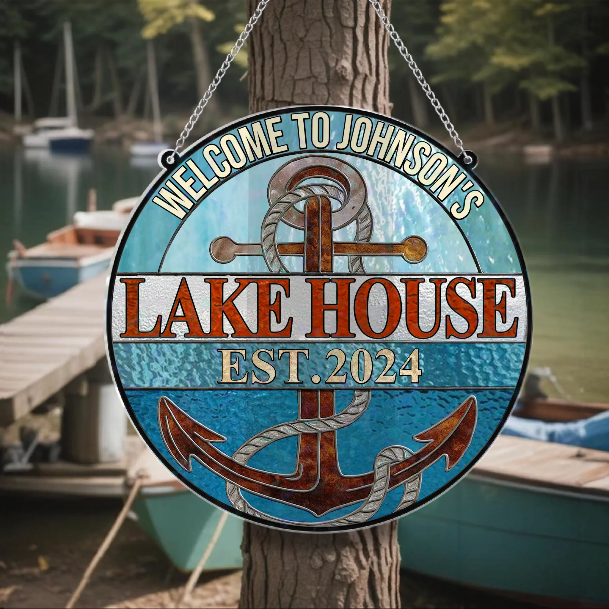 Personalized Lake House Acrylic Suncatcher - Gift Idea For Family/Couple - Welcome To Lake House