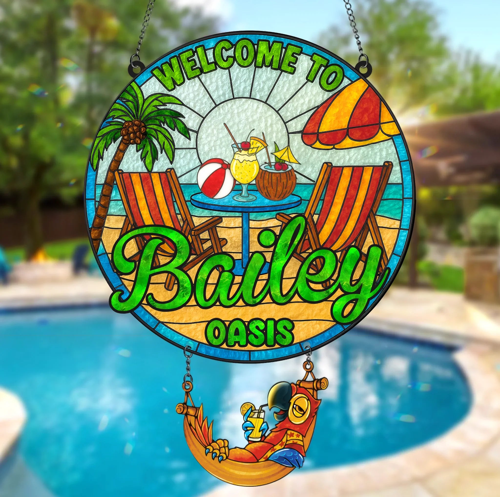 Personalized Welcome To Oasis Acrylic Suncatcher - Summer Gift Idea